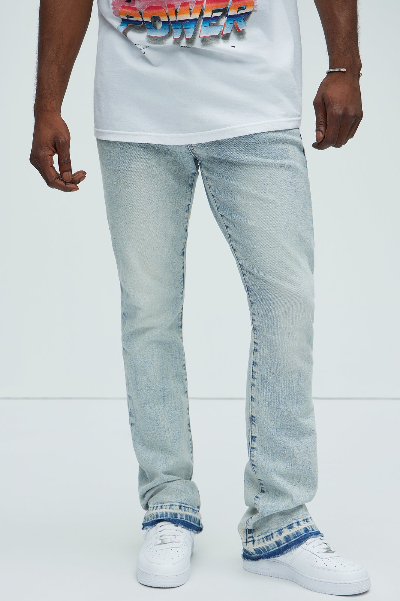 Cornell Stacked Skinny Flare Jeans - Bleach Blue Wash