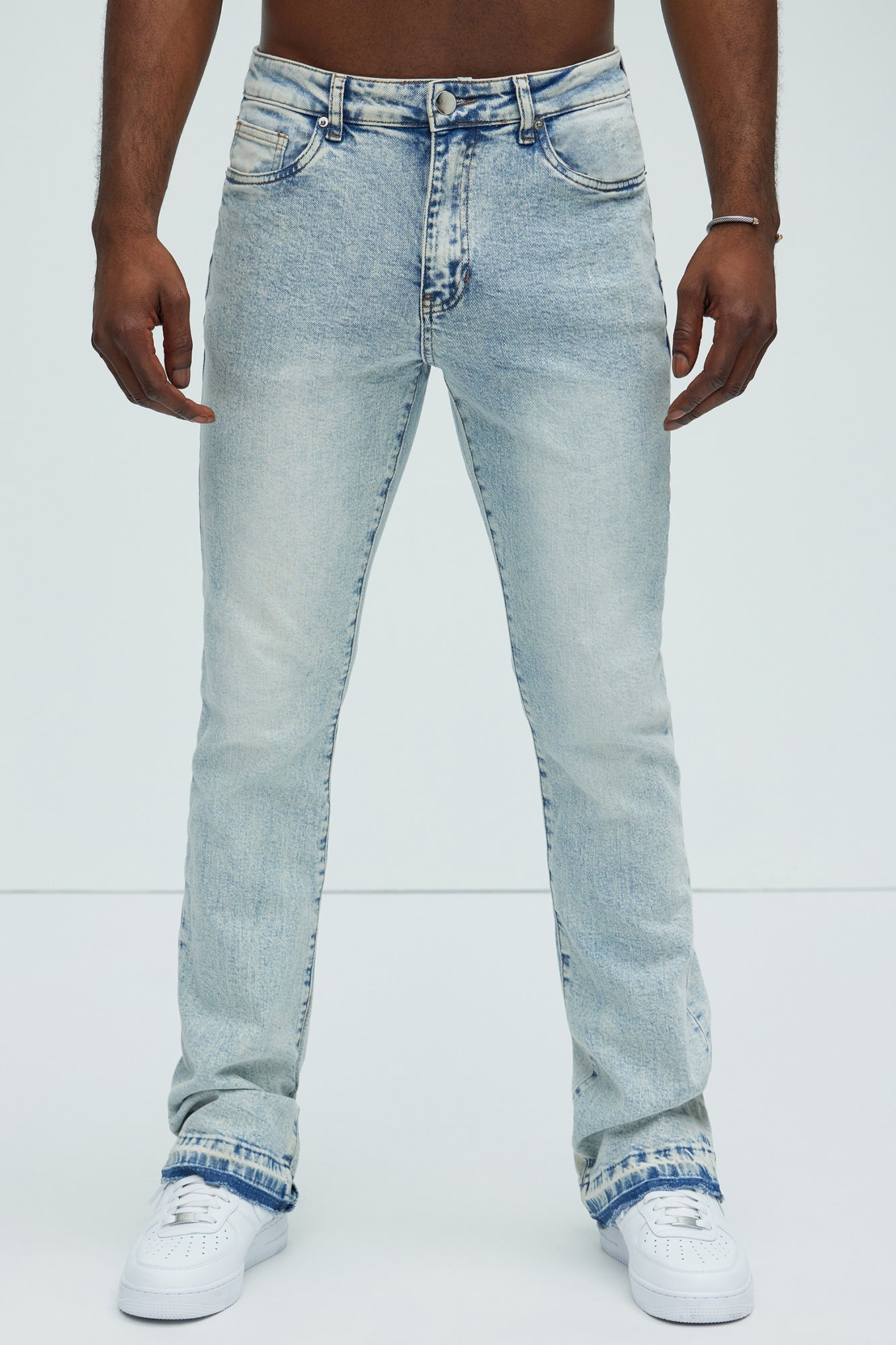 Cornell Stacked Skinny Flare Jeans - Bleach Blue Wash