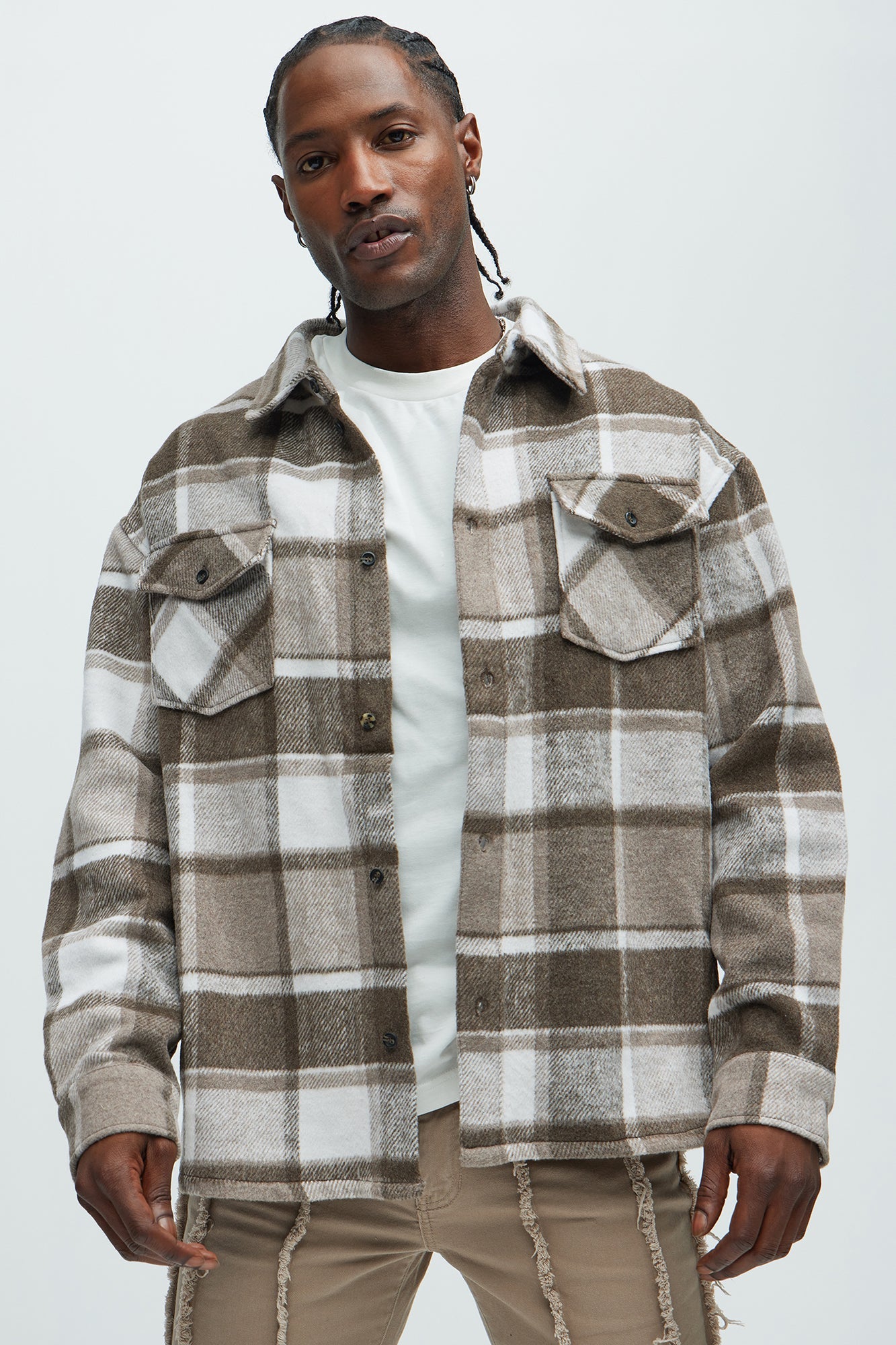Wanted Plaid Shacket - Brown