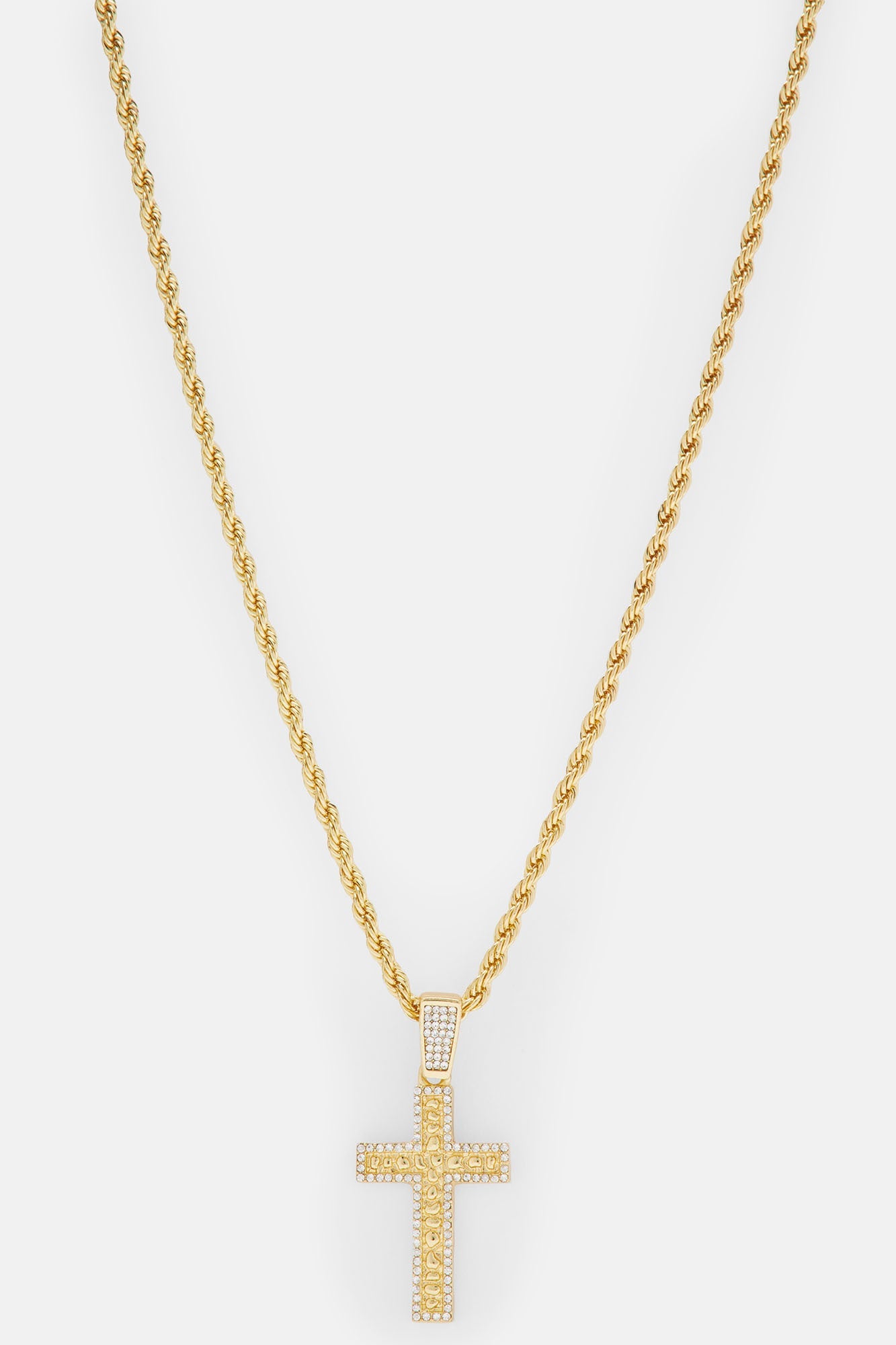 Nugget Cross Chain Necklace - Gold