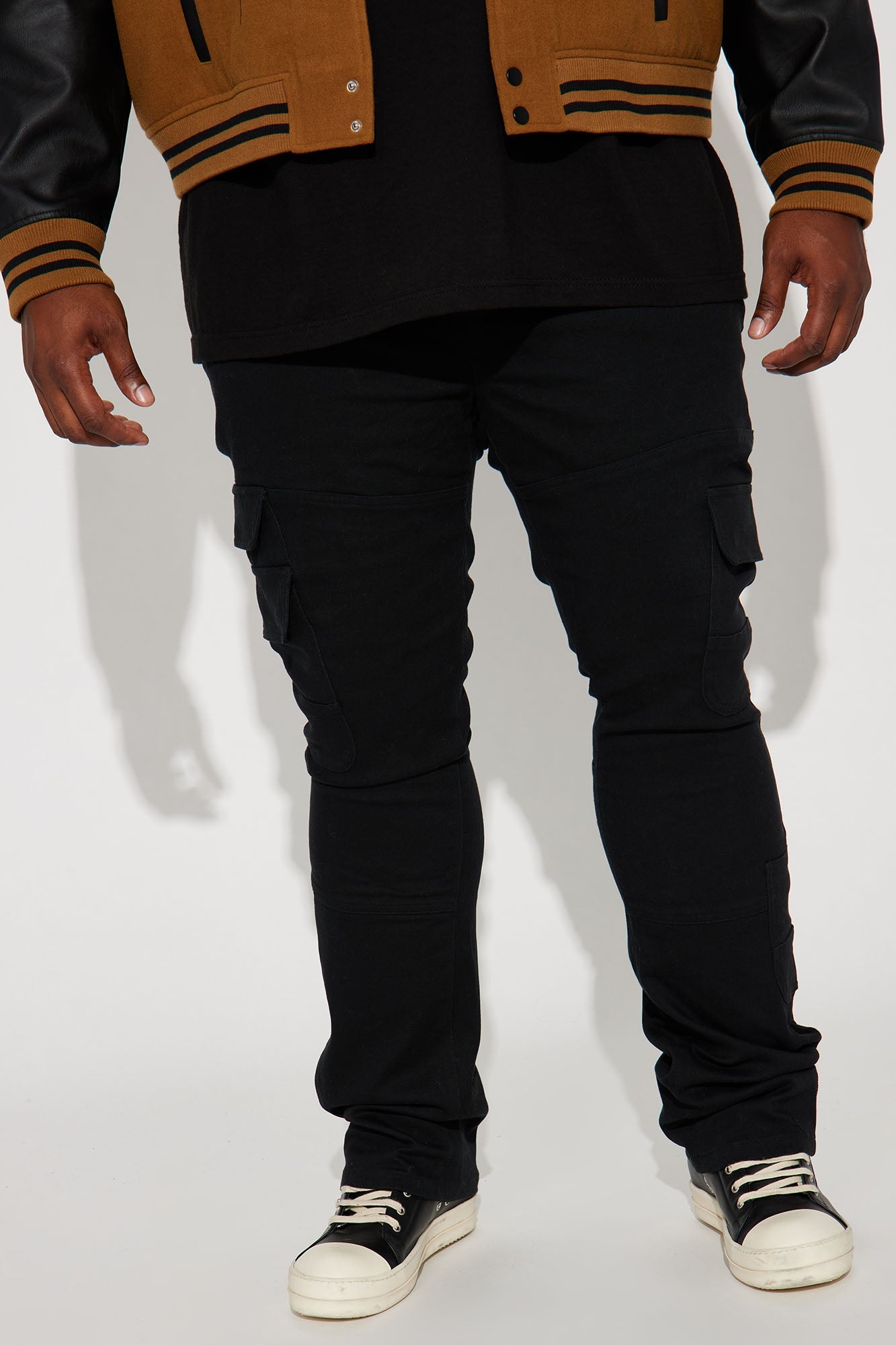 Nasty Habits Cargo Stacked Skinny Flare Pants - Black