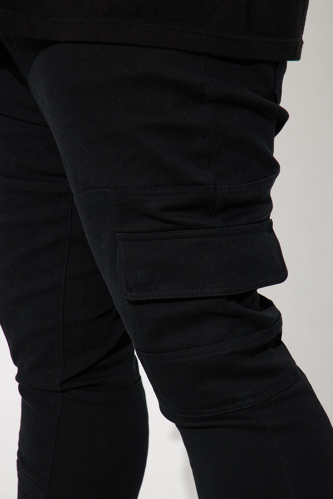 Nasty Habits Cargo Stacked Skinny Flare Pants - Black
