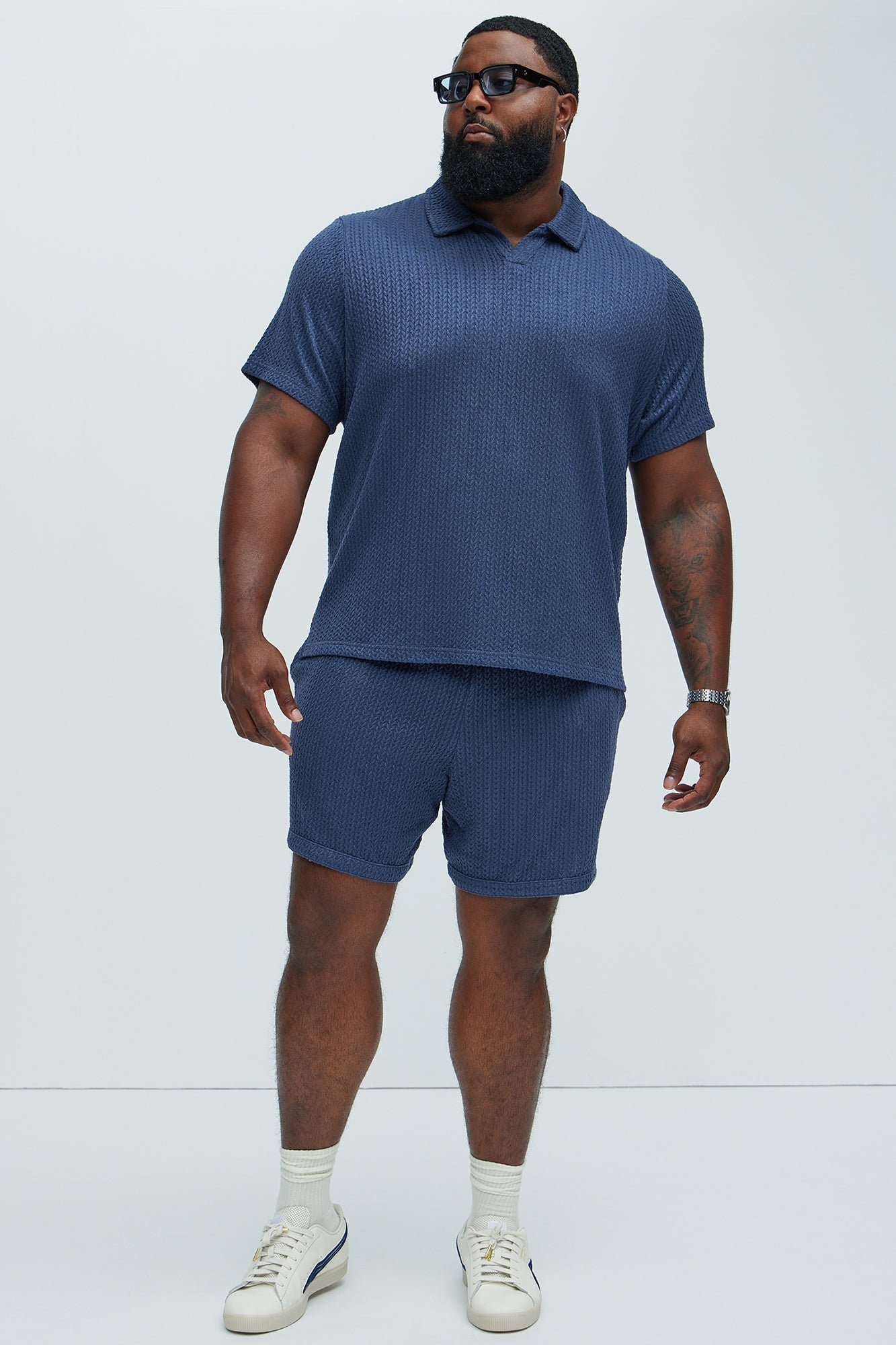 Catanina Textured Polo - Navy