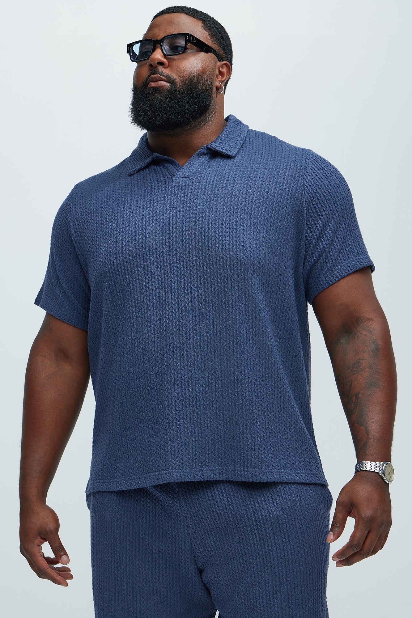 Catanina Textured Polo - Navy