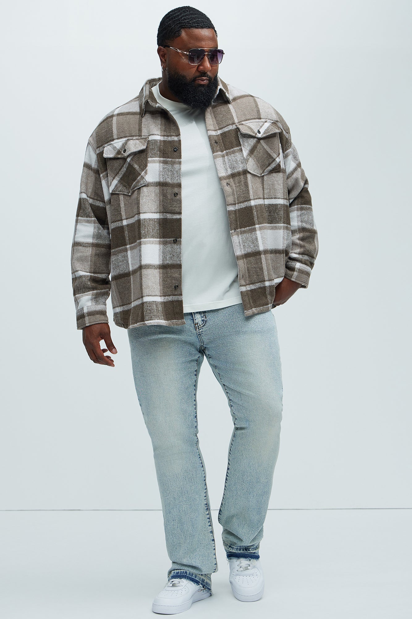 Wanted Plaid Shacket - Brown