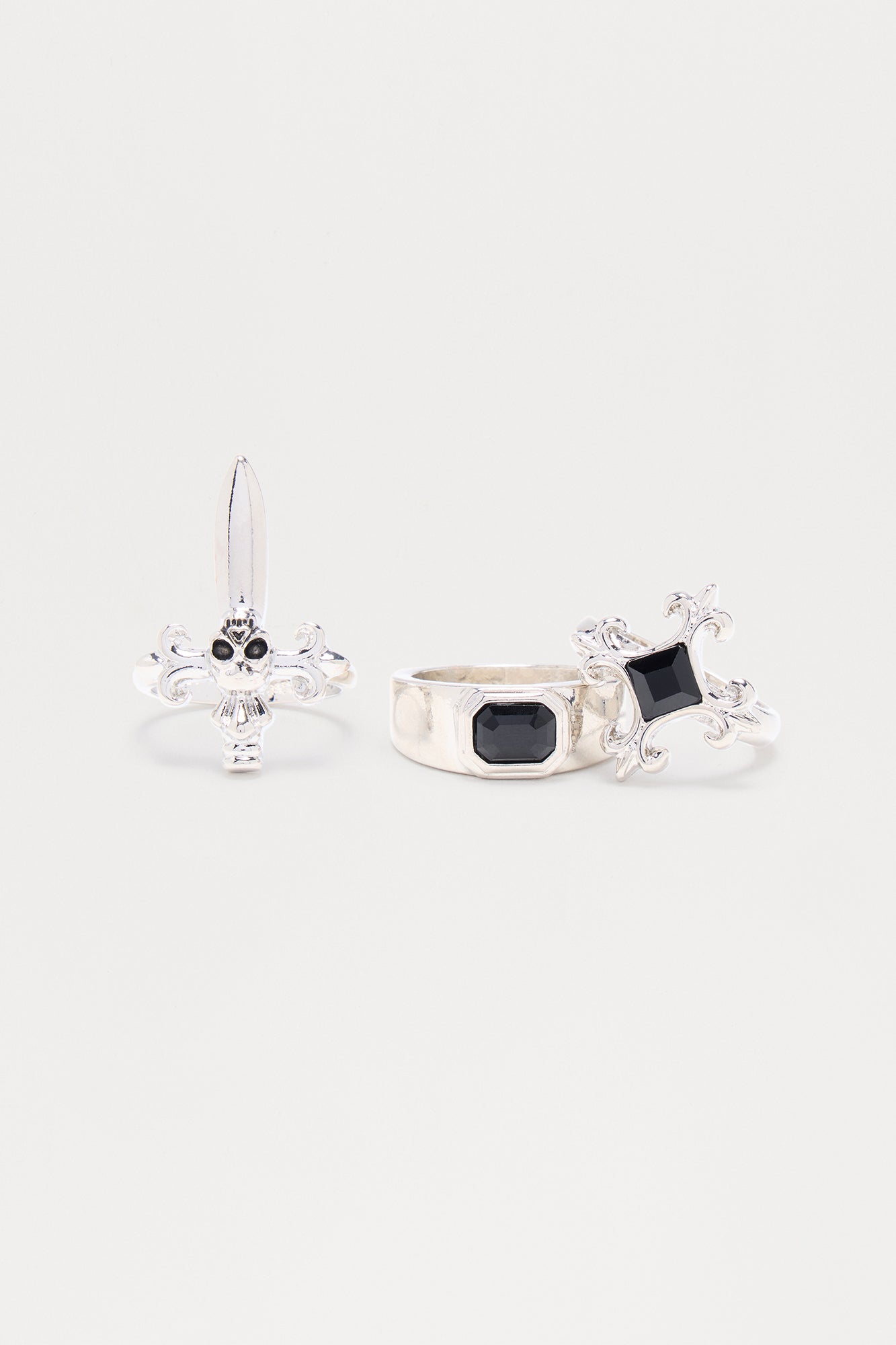 Saint And Sinner Ring Set - Silver