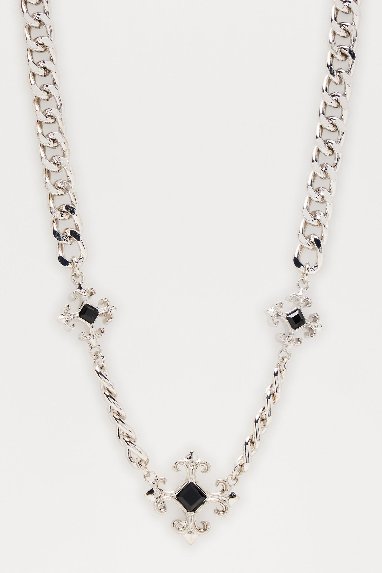 Compiled Layered Pendant Cuban Necklace  - Silver