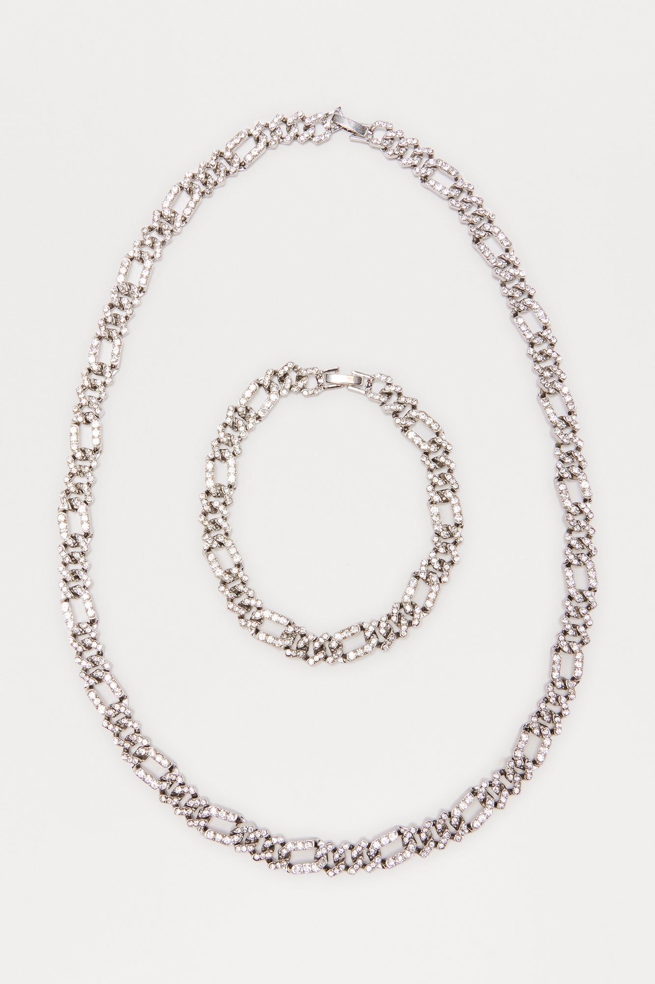 Iced Two Piece Jewelry Set - Silver