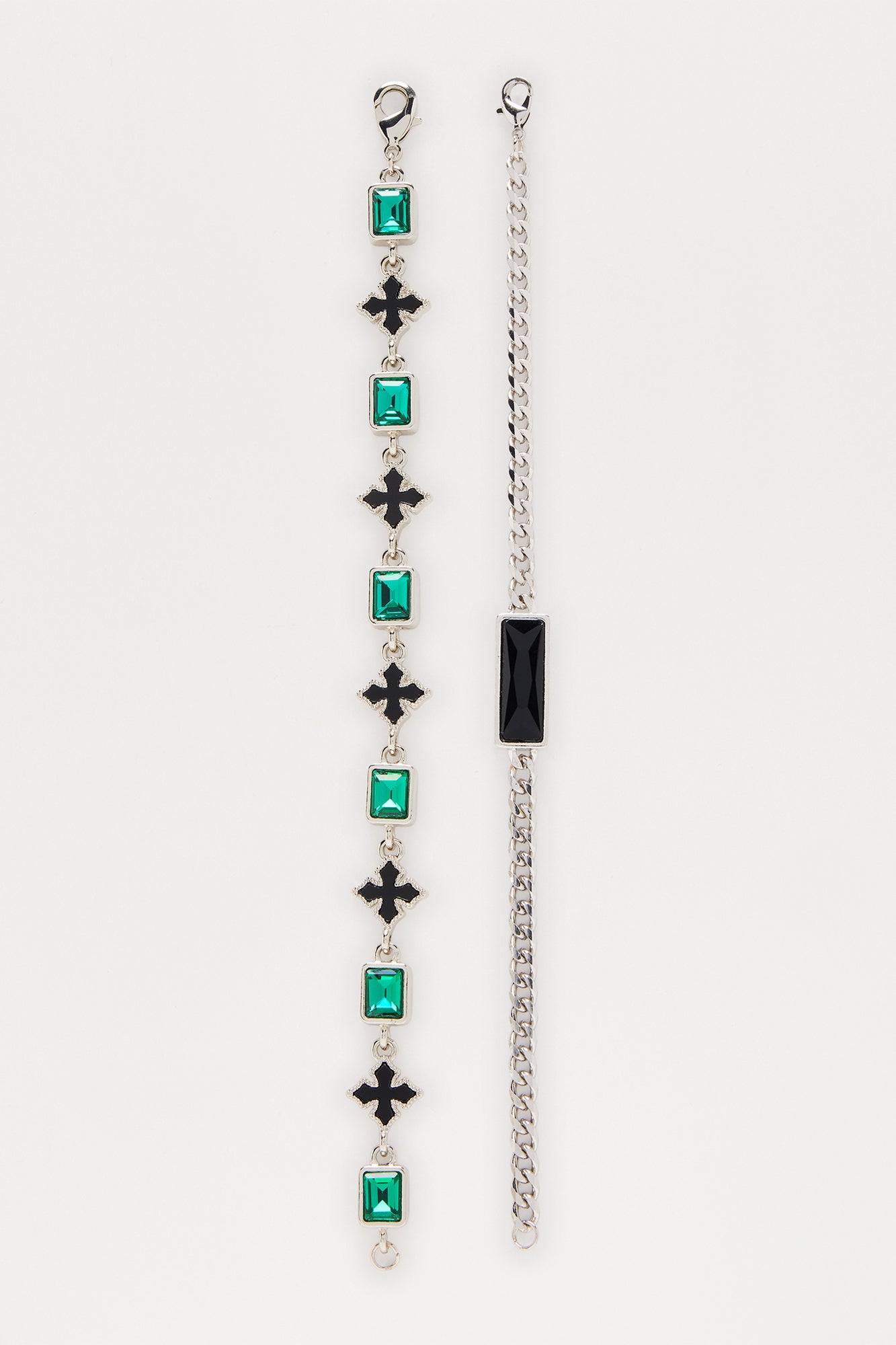 Bejeweled Crimson Bracelet Set - Silver/Combo