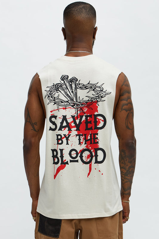 Saved By The Blood Muscle Tee - Off White