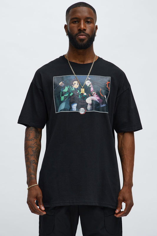 Demon Slayer Tanjiro And Nezuko Short Sleeve Tee - Black