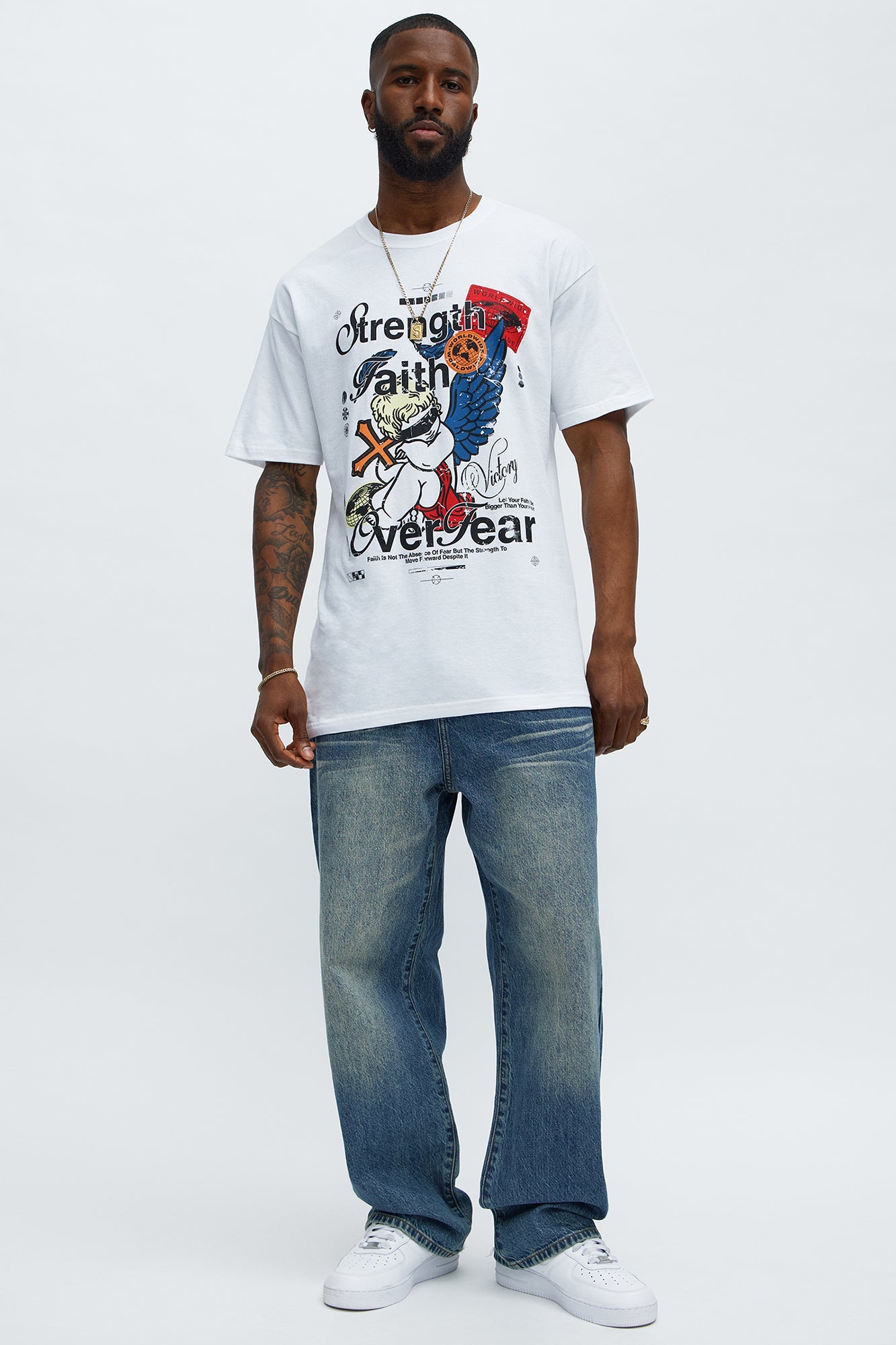 Strength Faith Over Fear Short Sleeve Tee - White