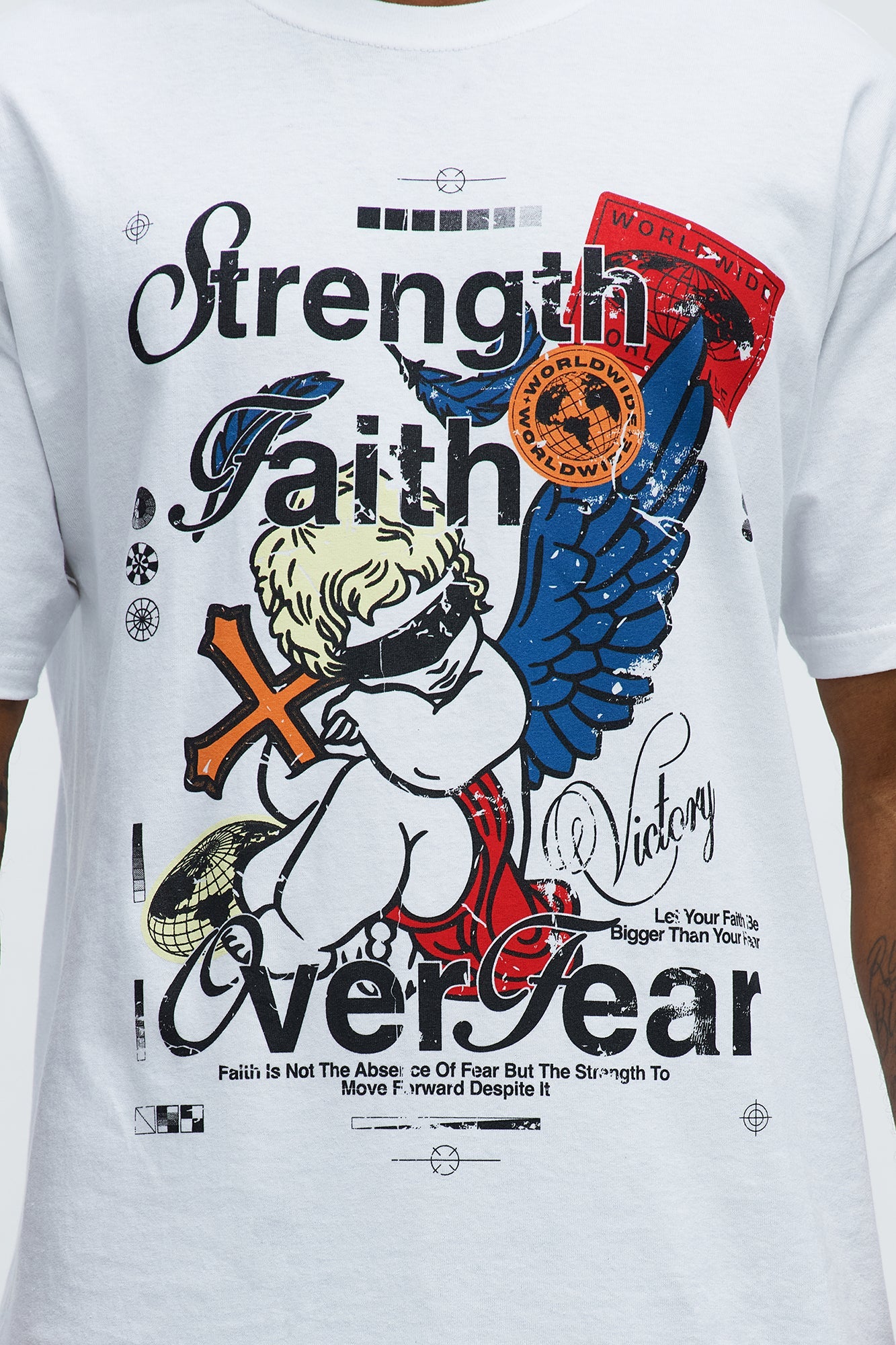 Strength Faith Over Fear Short Sleeve Tee - White