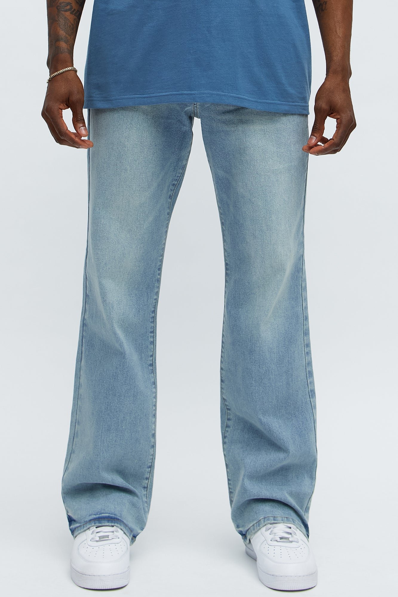 Stacked Slim Flare Lowkey I'm Vibing Jeans - Light Blue Wash