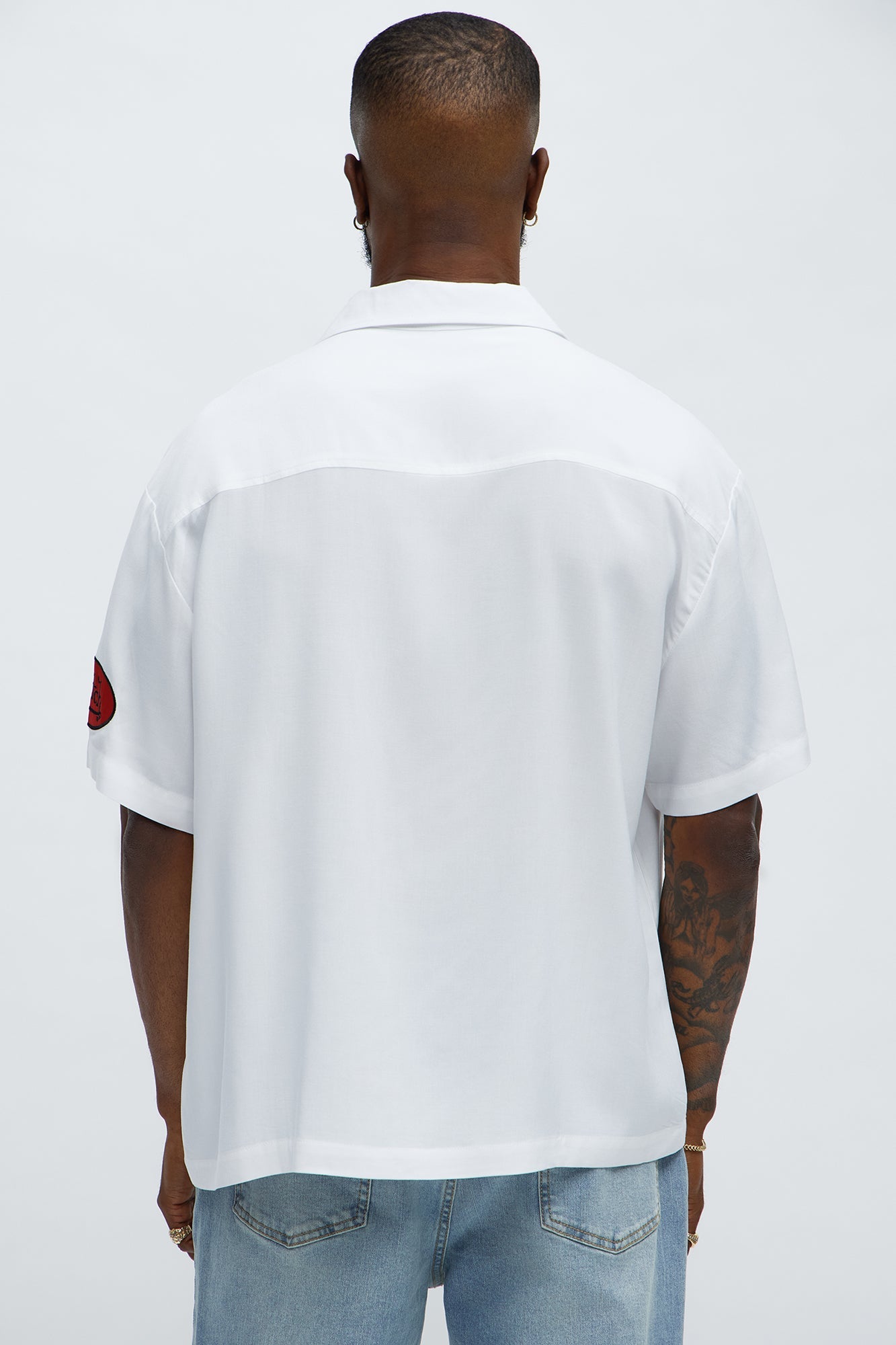 Von Dutch Cropped Logo Button Up Shirt - White