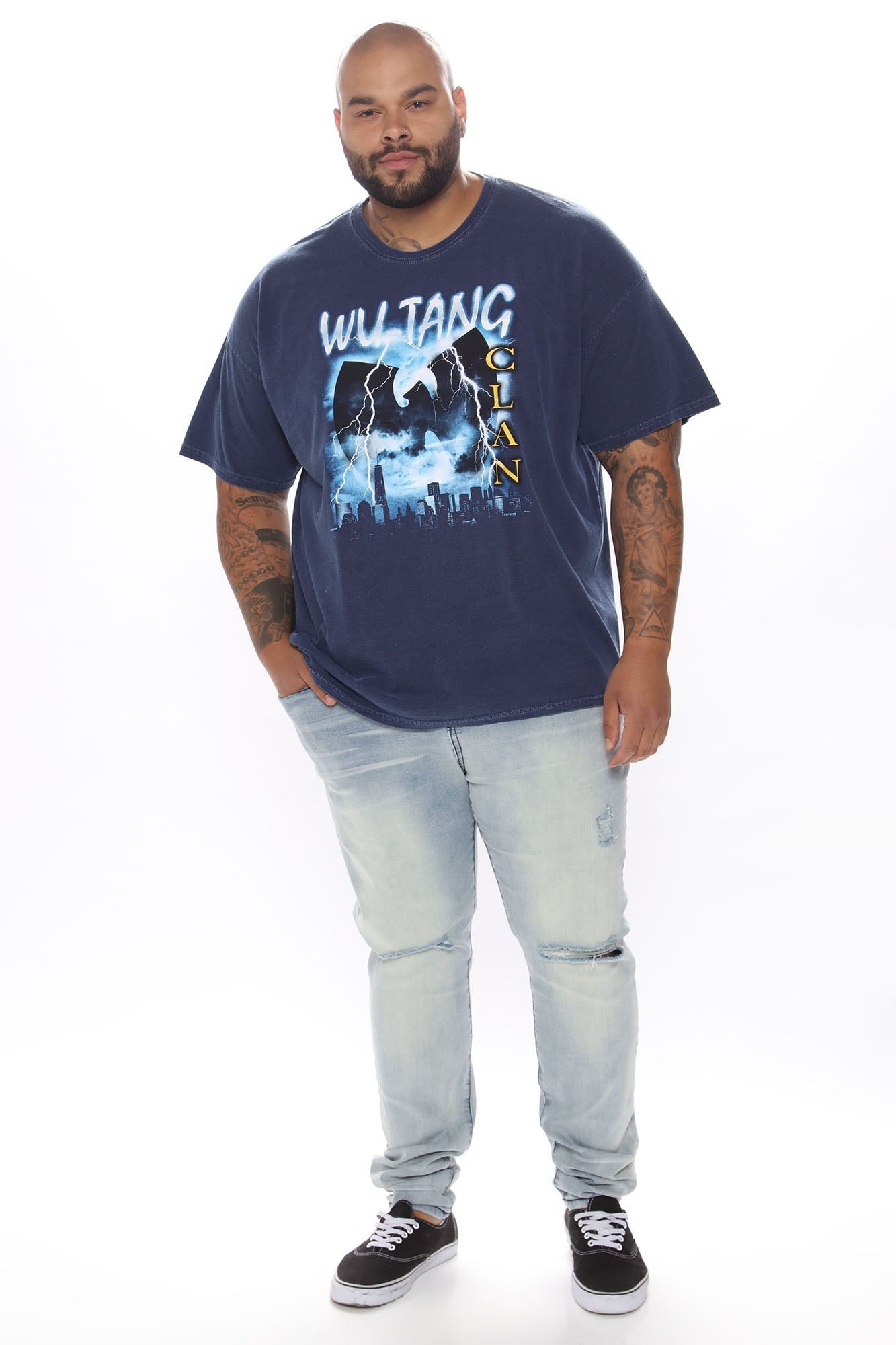 Wu Tang Lightning Vintage Wash Short Sleeve Tee - Navy Wash