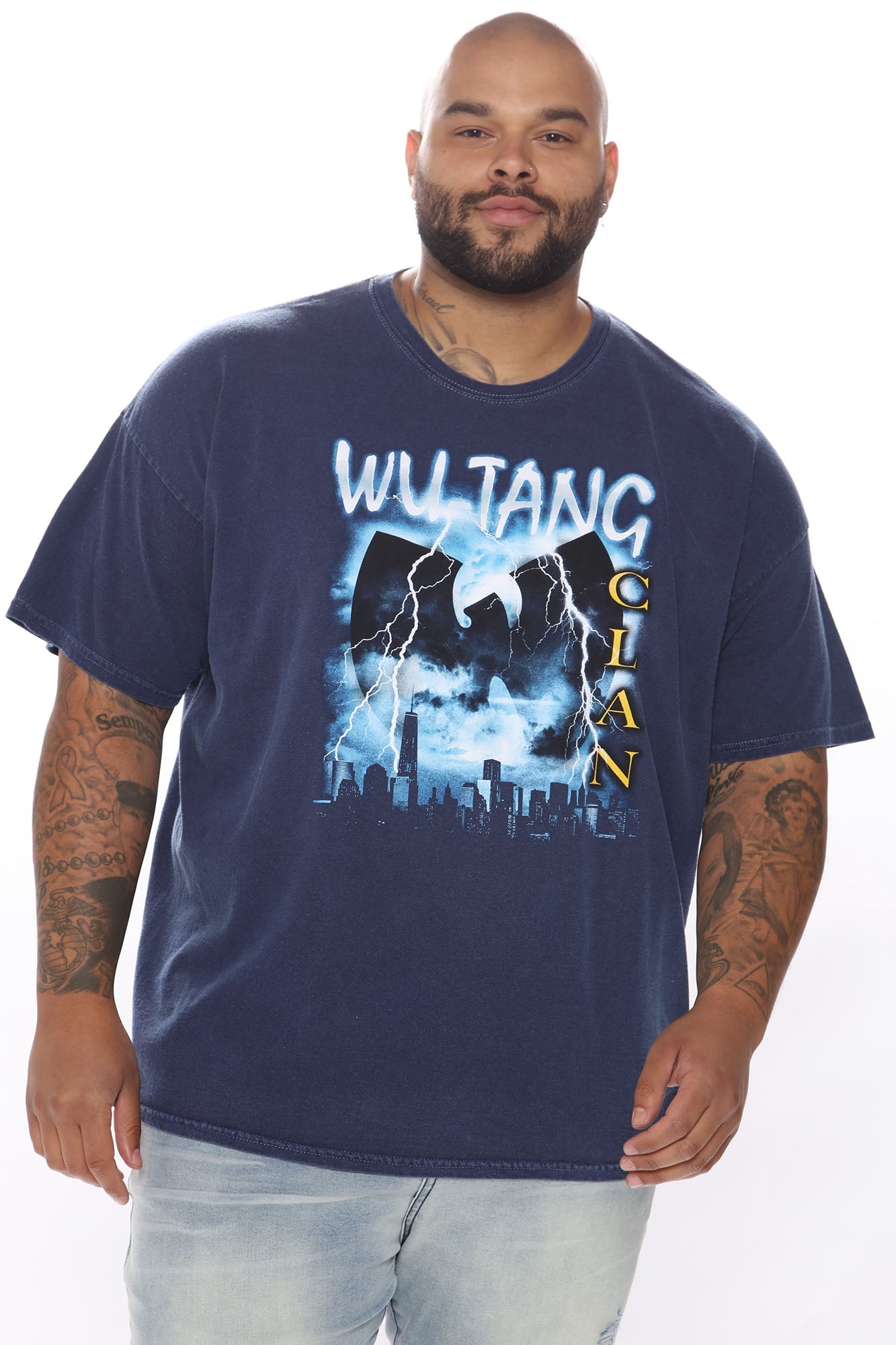 Wu Tang Lightning Vintage Wash Short Sleeve Tee - Navy Wash