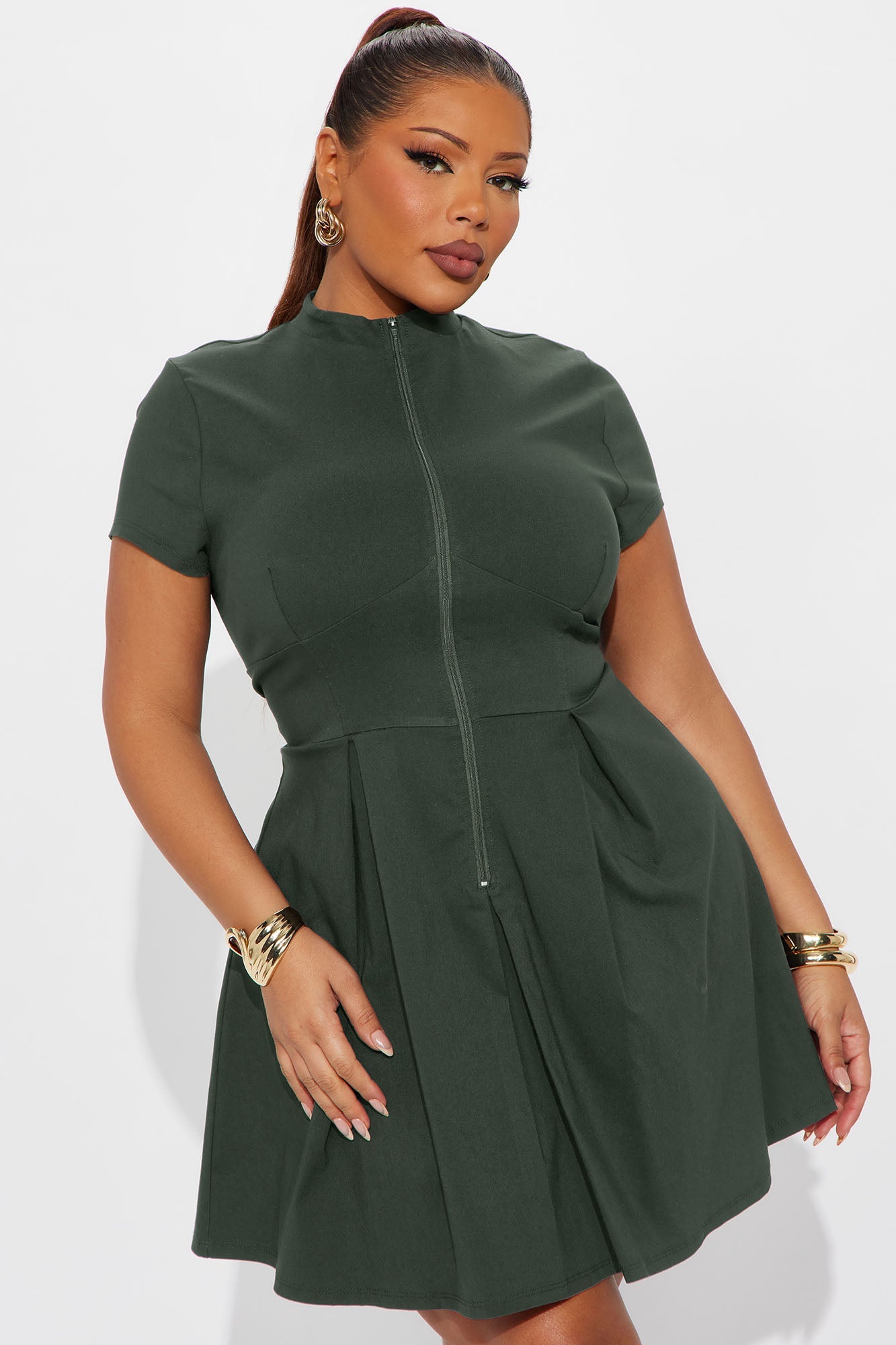 Too Busy To Care Mini Dress - Olive
