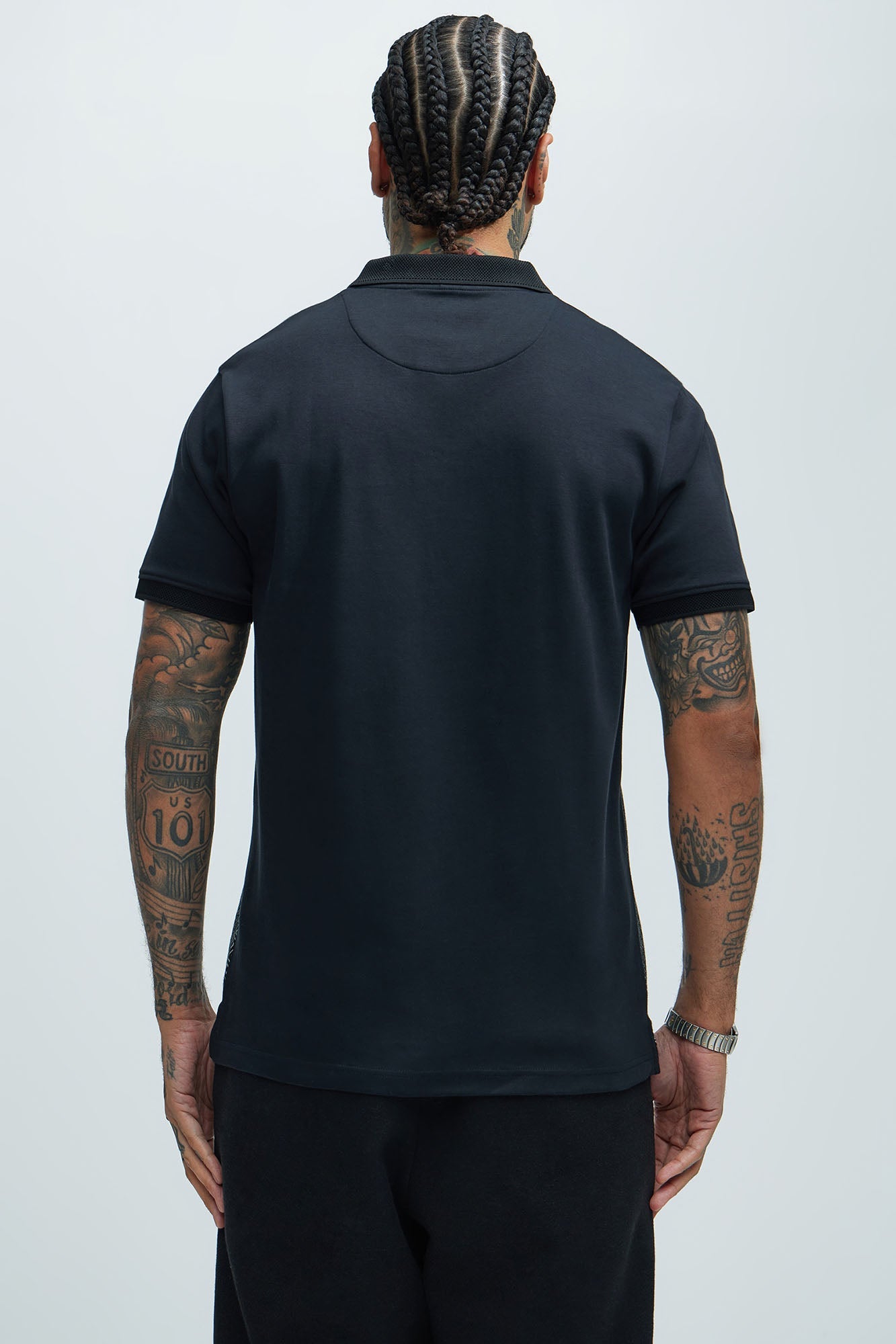 Quarter Zip Short Sleeve Polo - Black