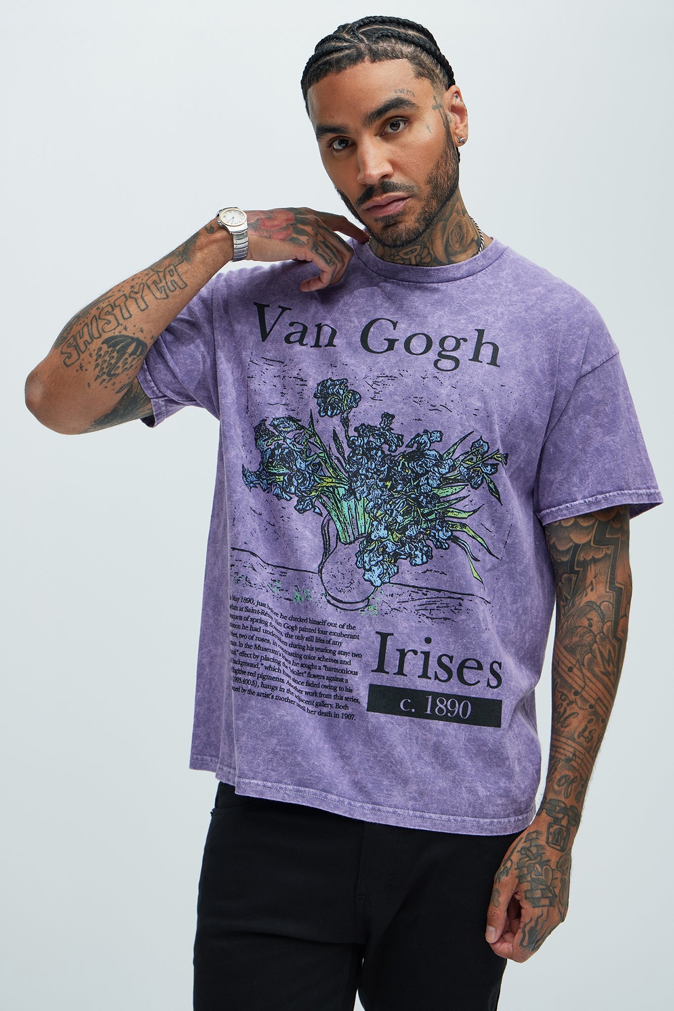 Vincent Van Gogh Irises Short Sleeve Tee - Purple