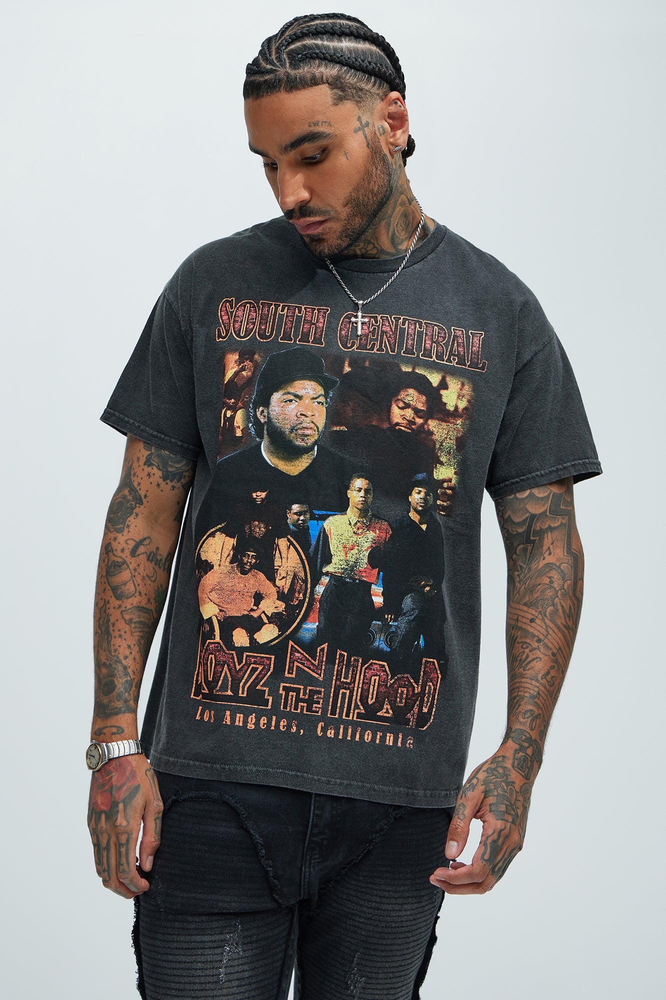 Boyz N The Hood South Central LA Oversized Short Sleeve Tee - Black
