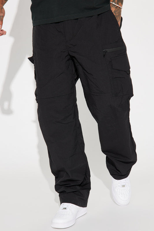 Echo Nylon Straight Cargo Pants - Black