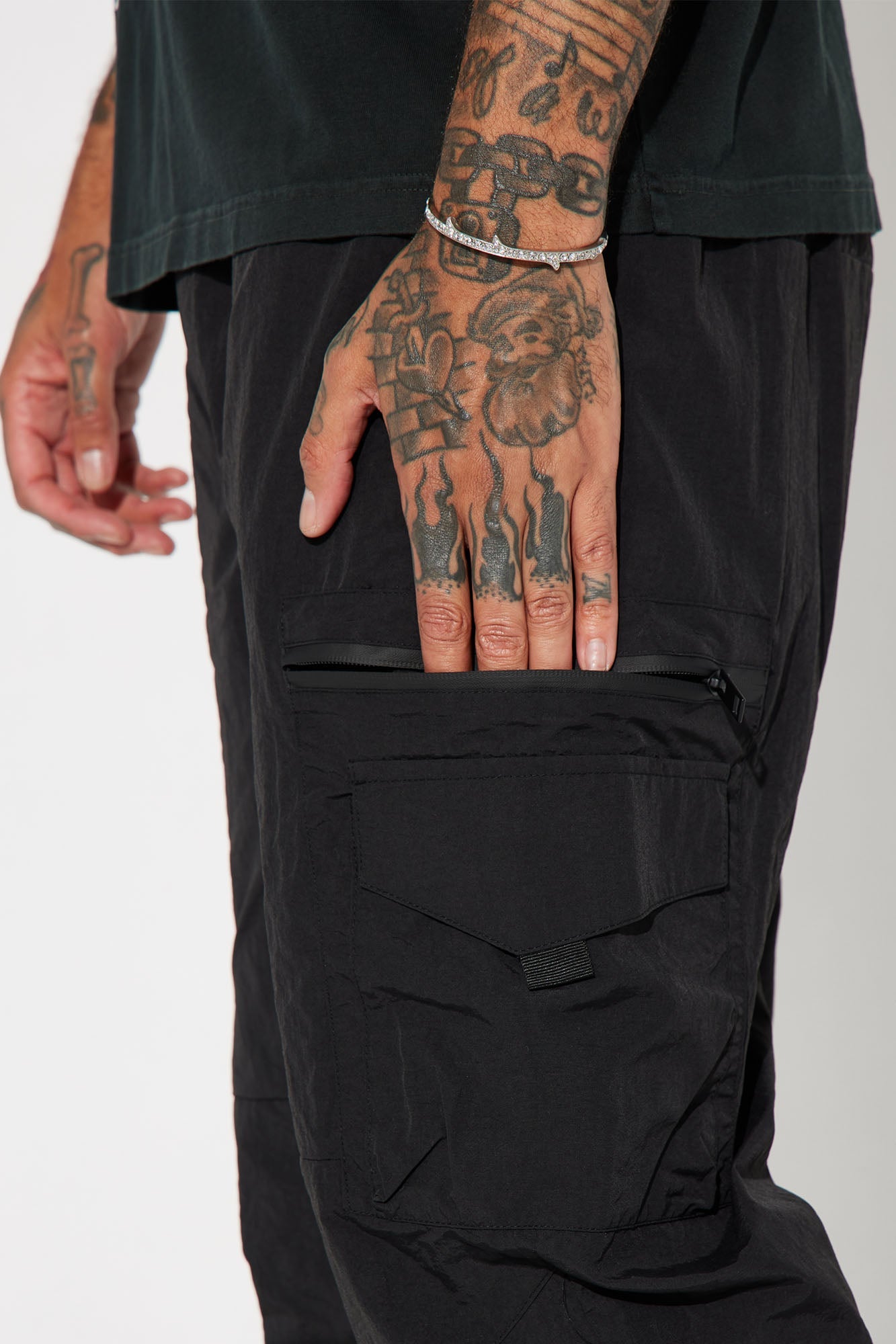 Echo Nylon Straight Cargo Pants - Black