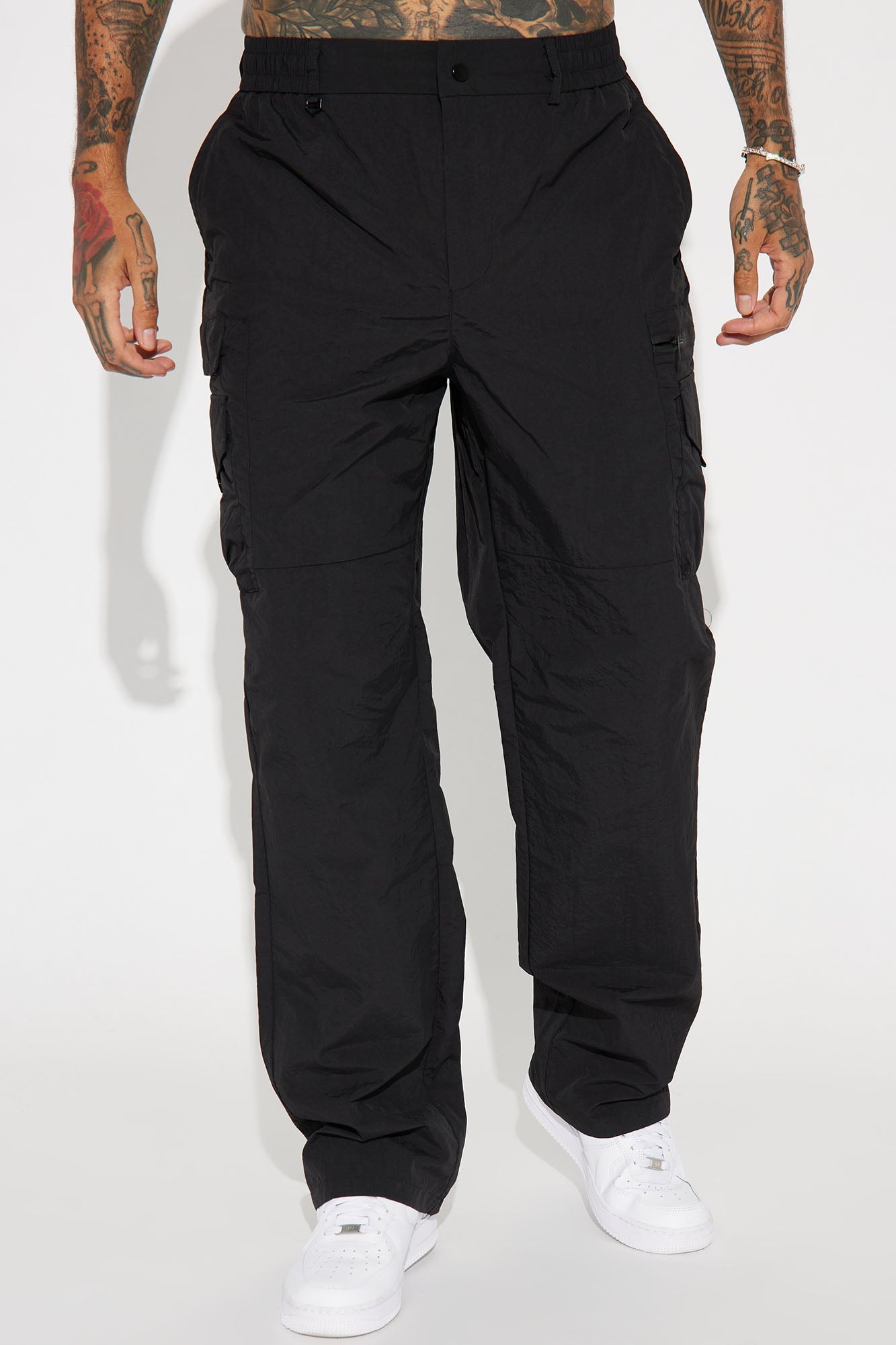 Echo Nylon Straight Cargo Pants - Black