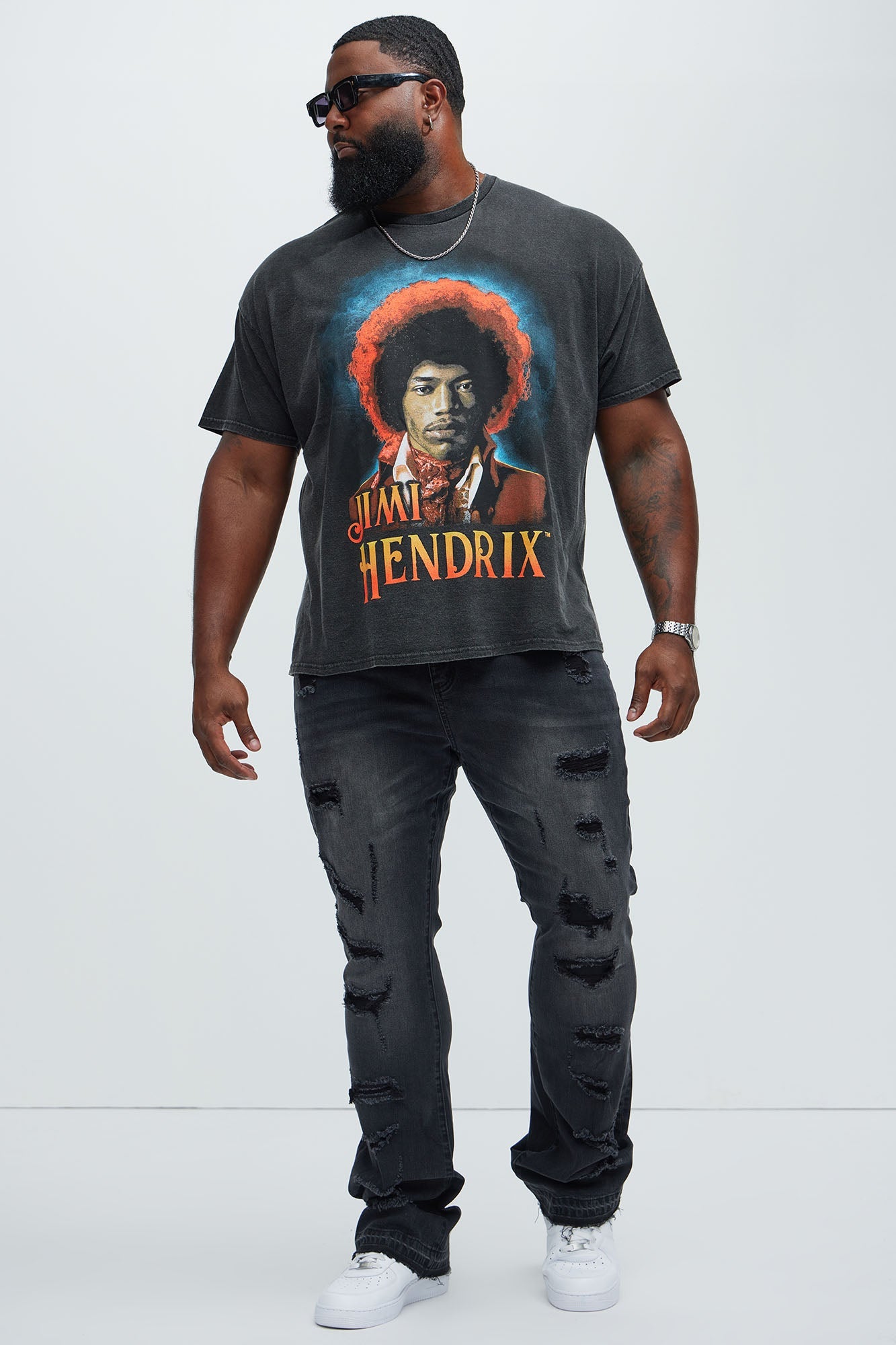 Through It Ripped Skinny Flared Jeans - Black Wash