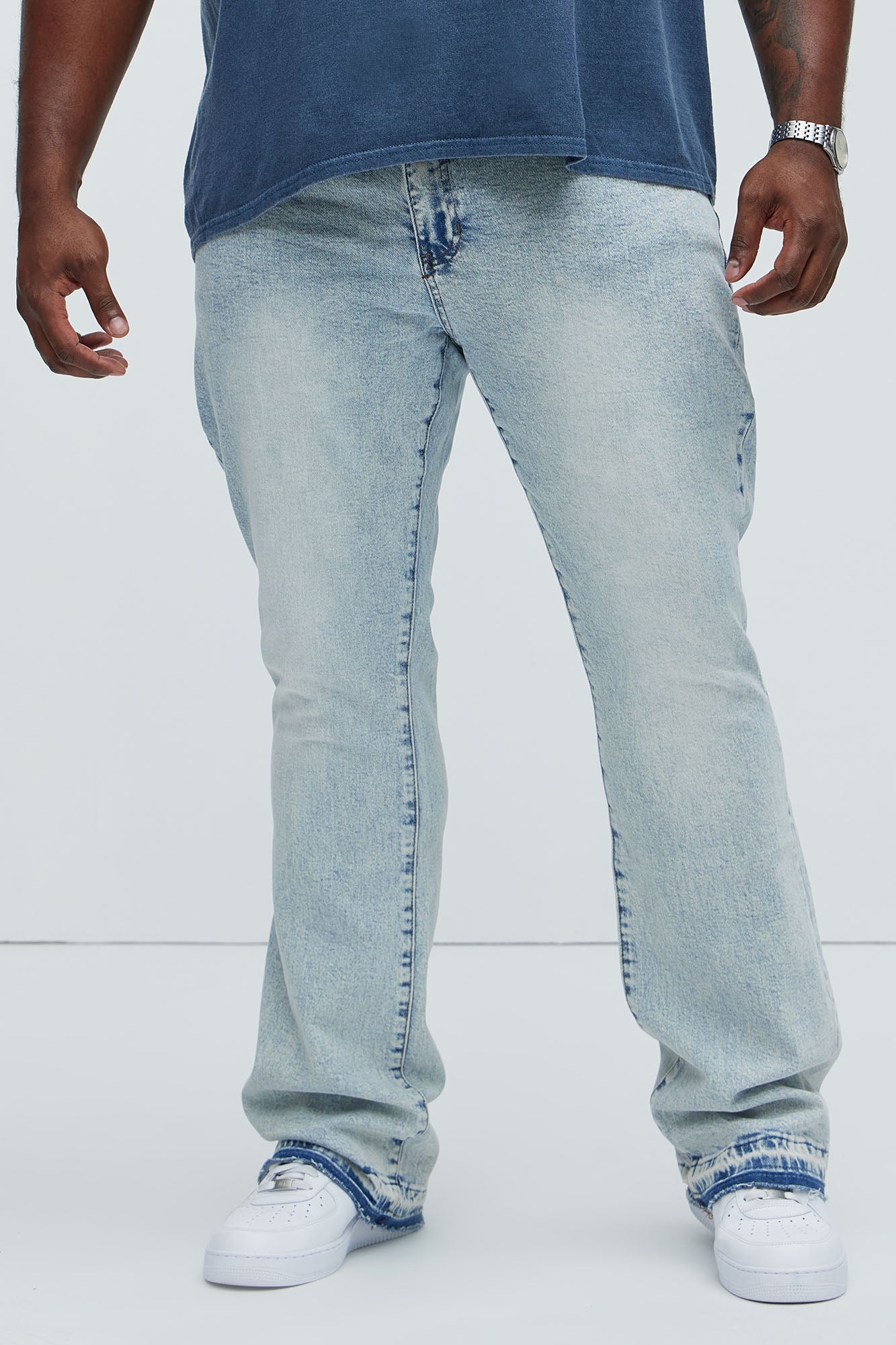 Cornell Stacked Skinny Flare Jeans - Bleach Blue Wash