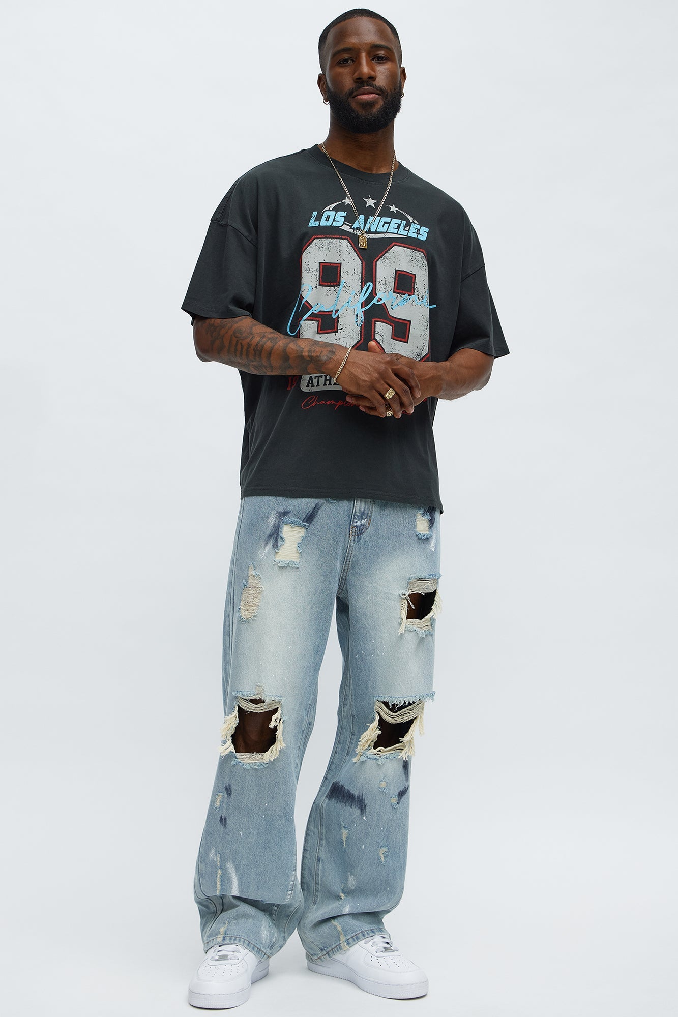 LA Athletics Team 99 Oversized Short Sleeve Tee - Black Wash