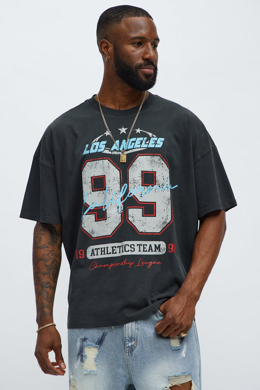LA Athletics Team 99 Oversized Short Sleeve Tee - Black Wash