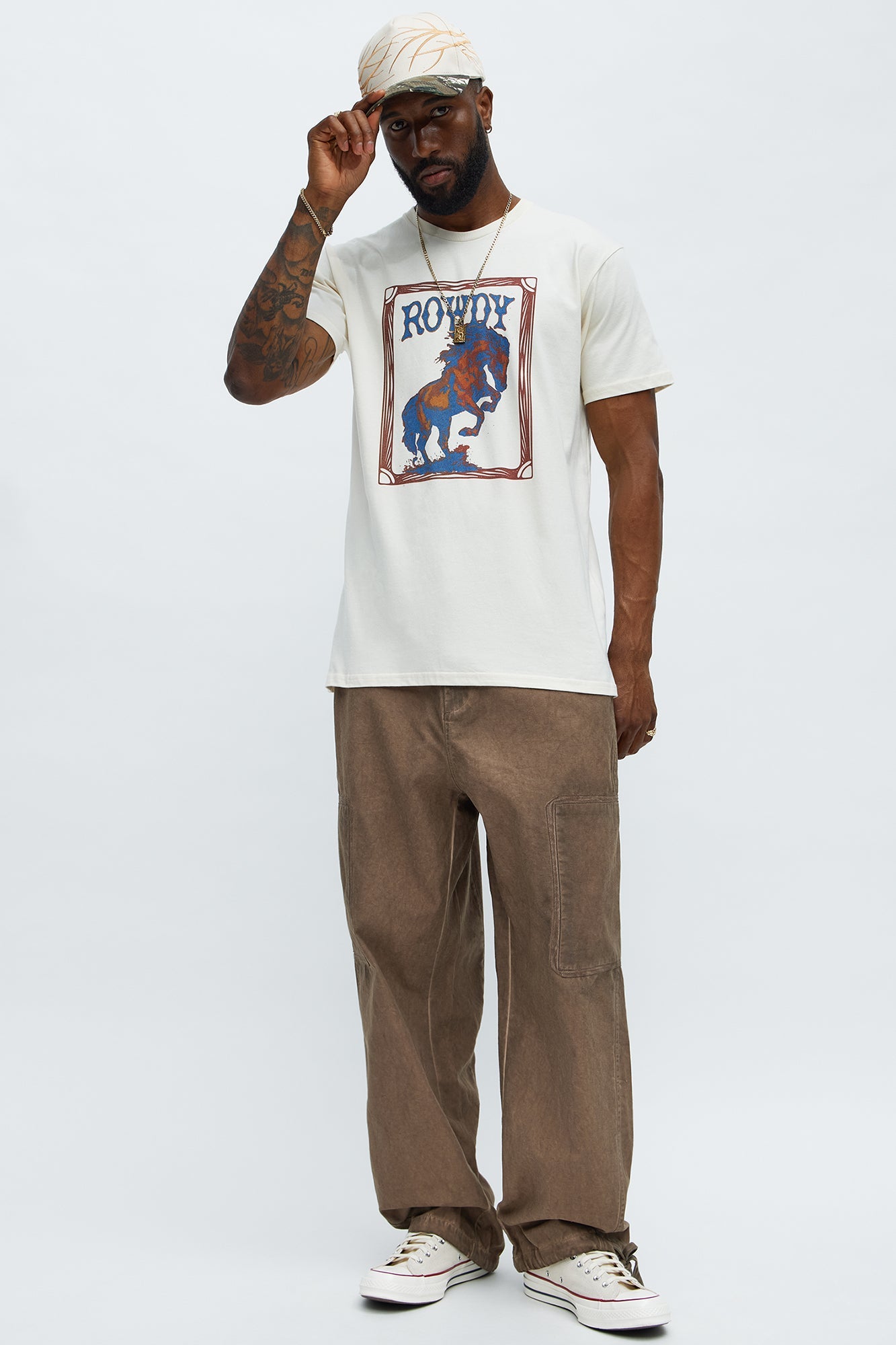 Rowdy Western Horse Short Sleeve Tee - Off White