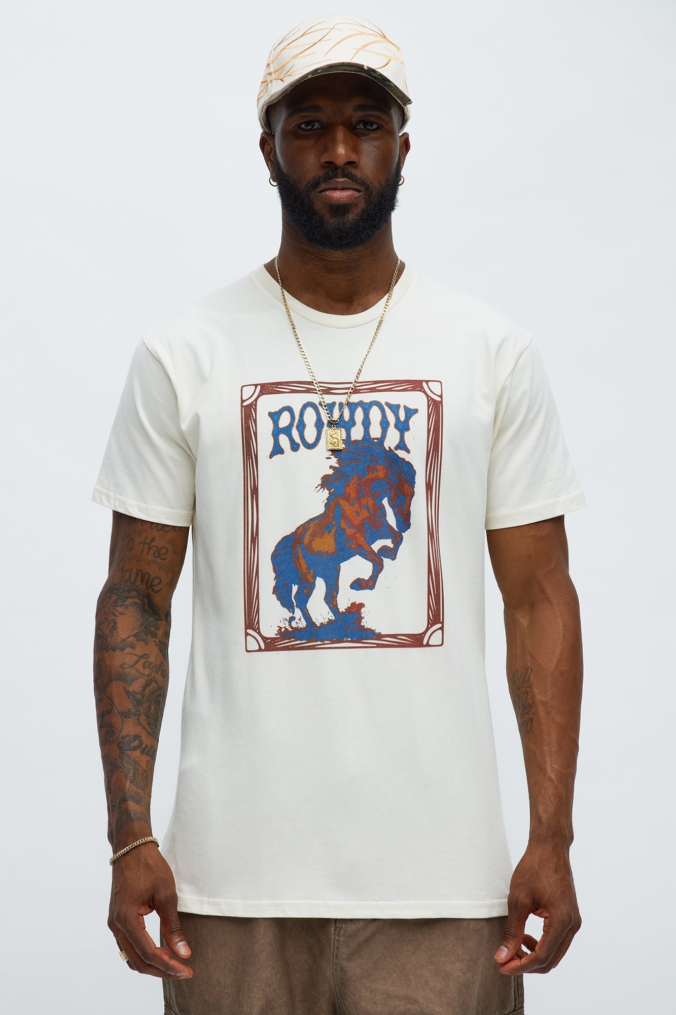 Rowdy Western Horse Short Sleeve Tee - Off White
