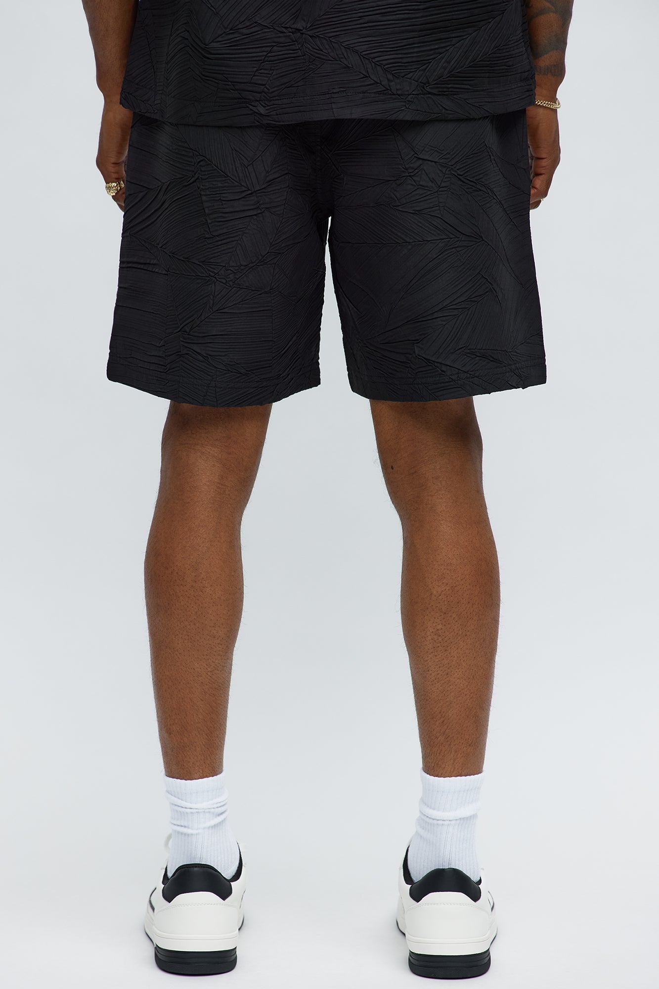 Ponce Textured Relaxed Shorts - Black