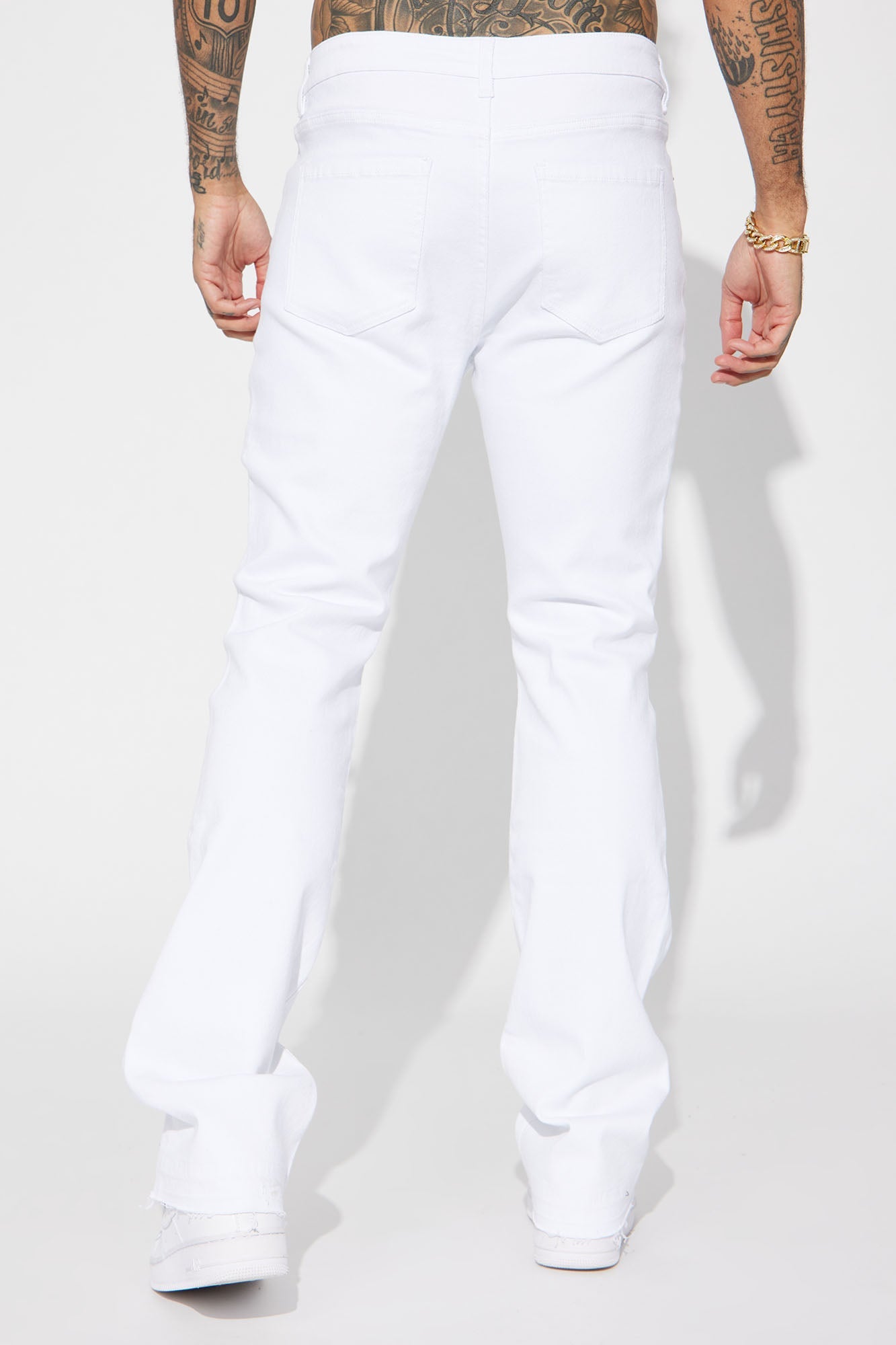 Cornell Stacked Skinny Flare Jeans - White