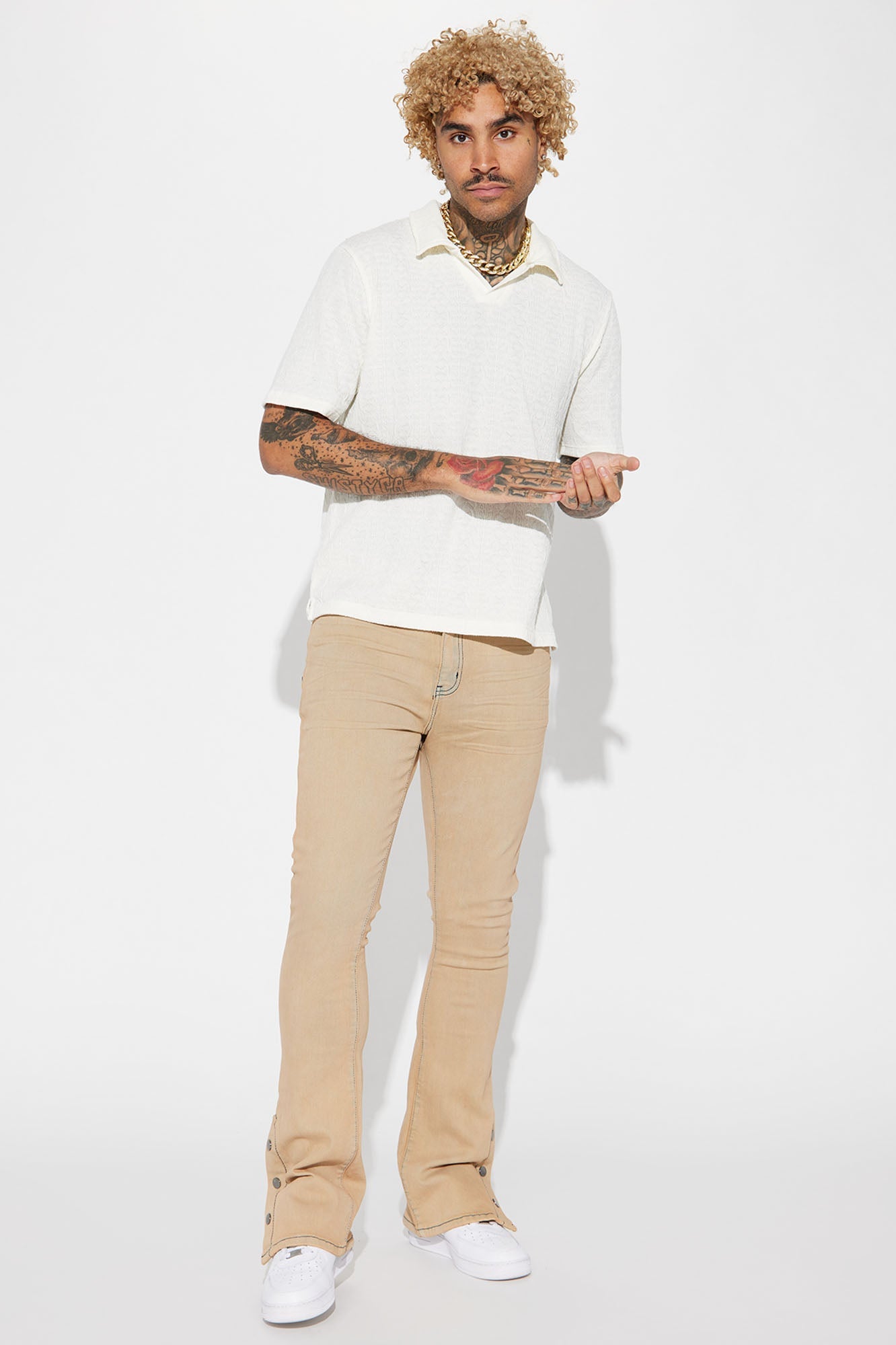 Zig Zag Road Short Sleeve Polo - White