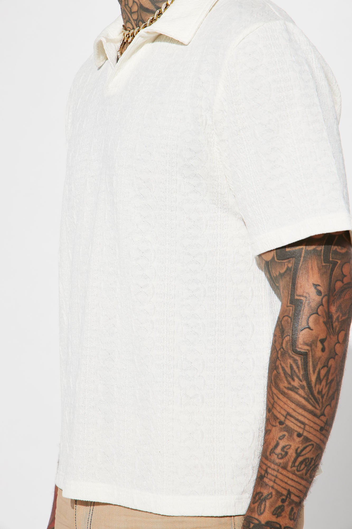 Zig Zag Road Short Sleeve Polo - White