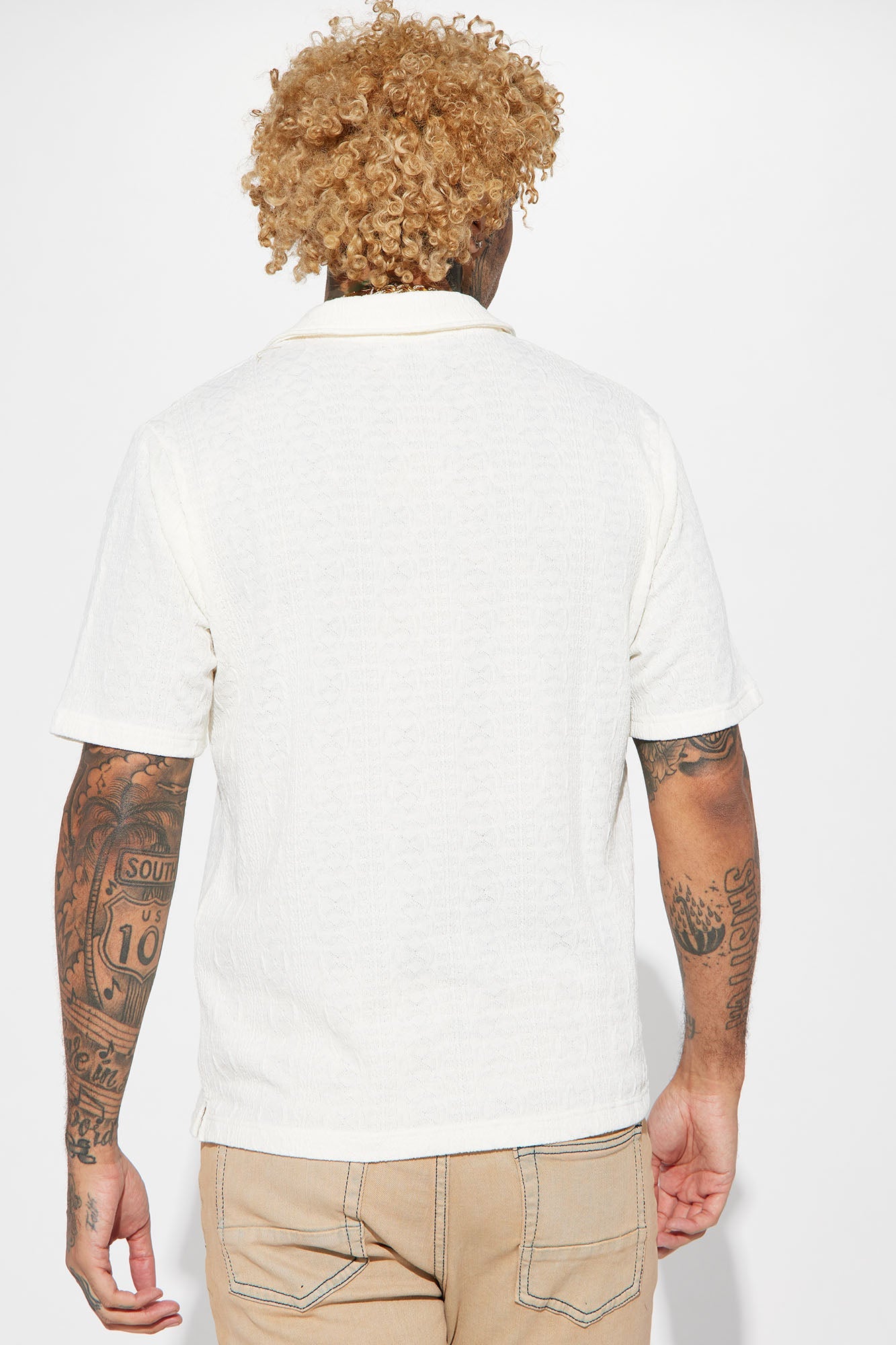 Zig Zag Road Short Sleeve Polo - White