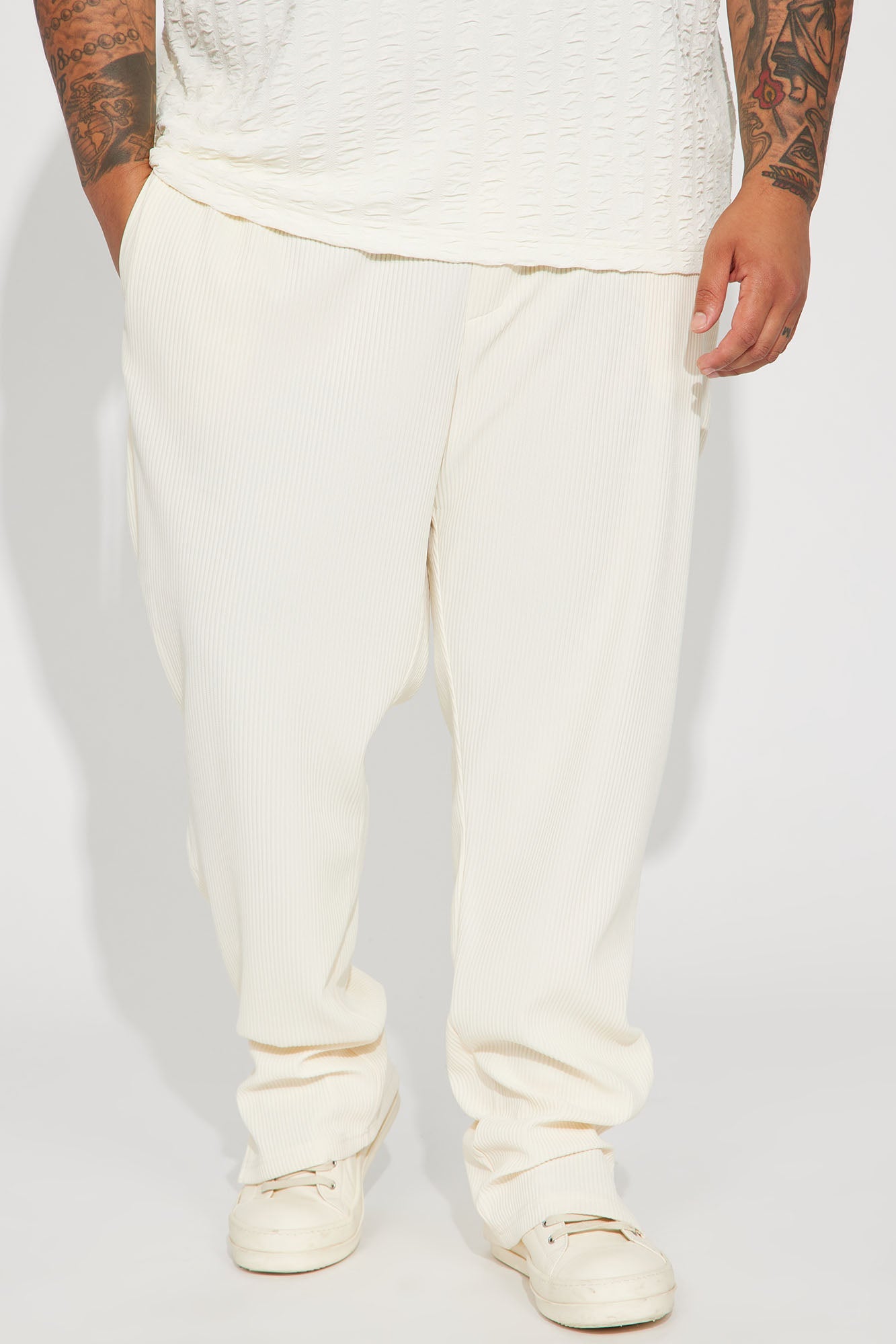 Show Up Slim Slit Pants - Off White