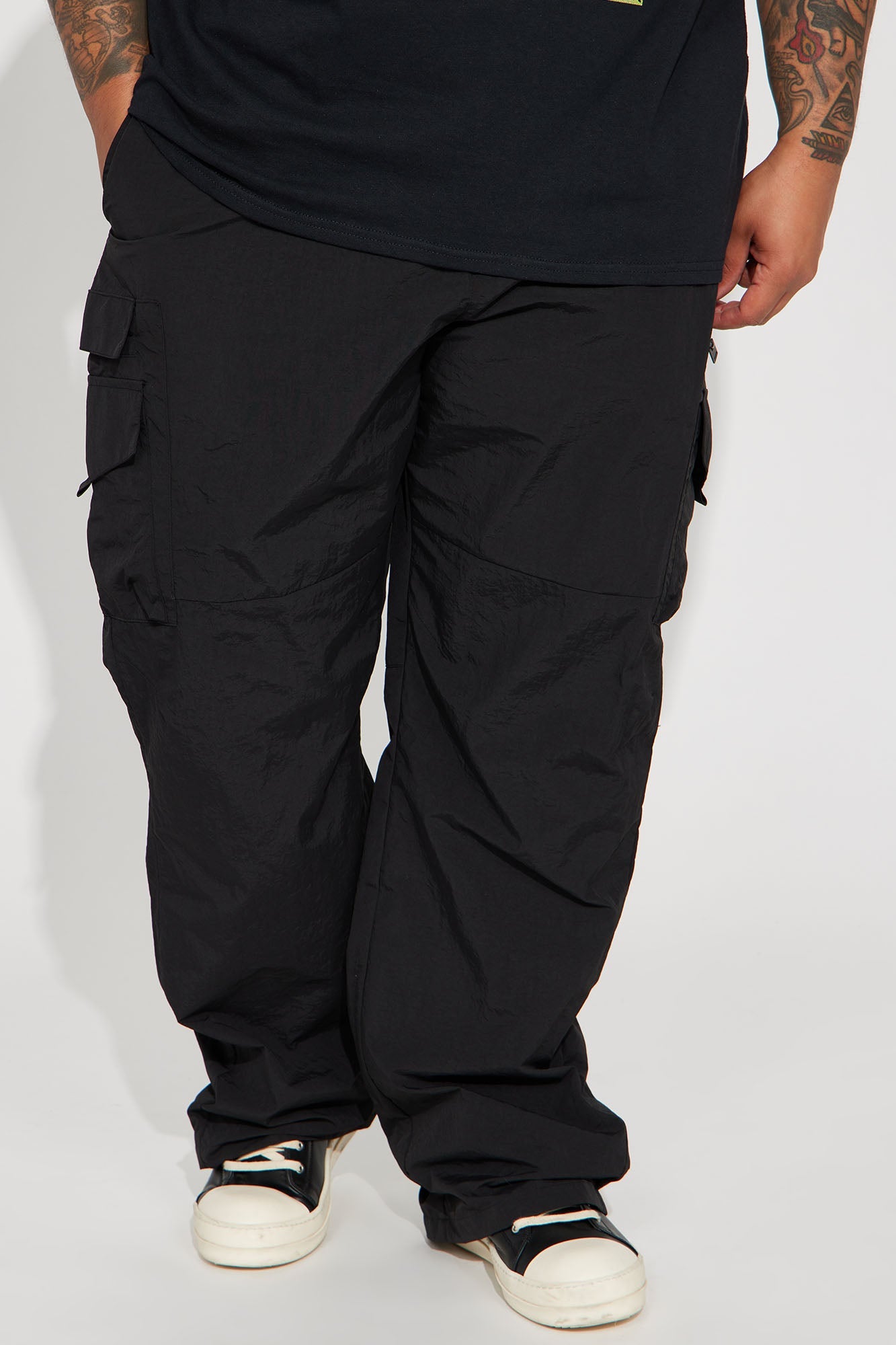 Echo Nylon Straight Cargo Pants - Black