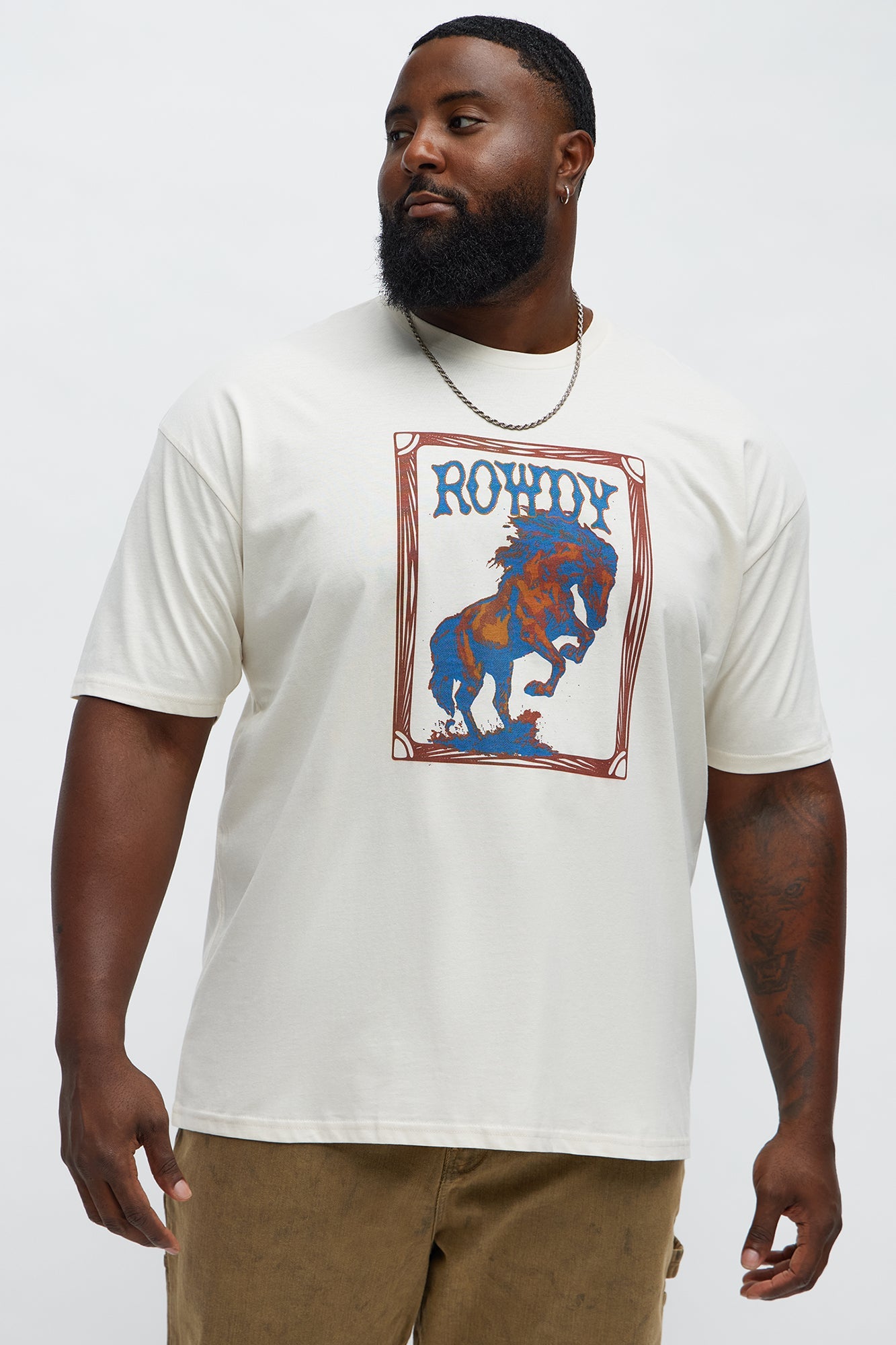 Rowdy Western Horse Short Sleeve Tee - Off White