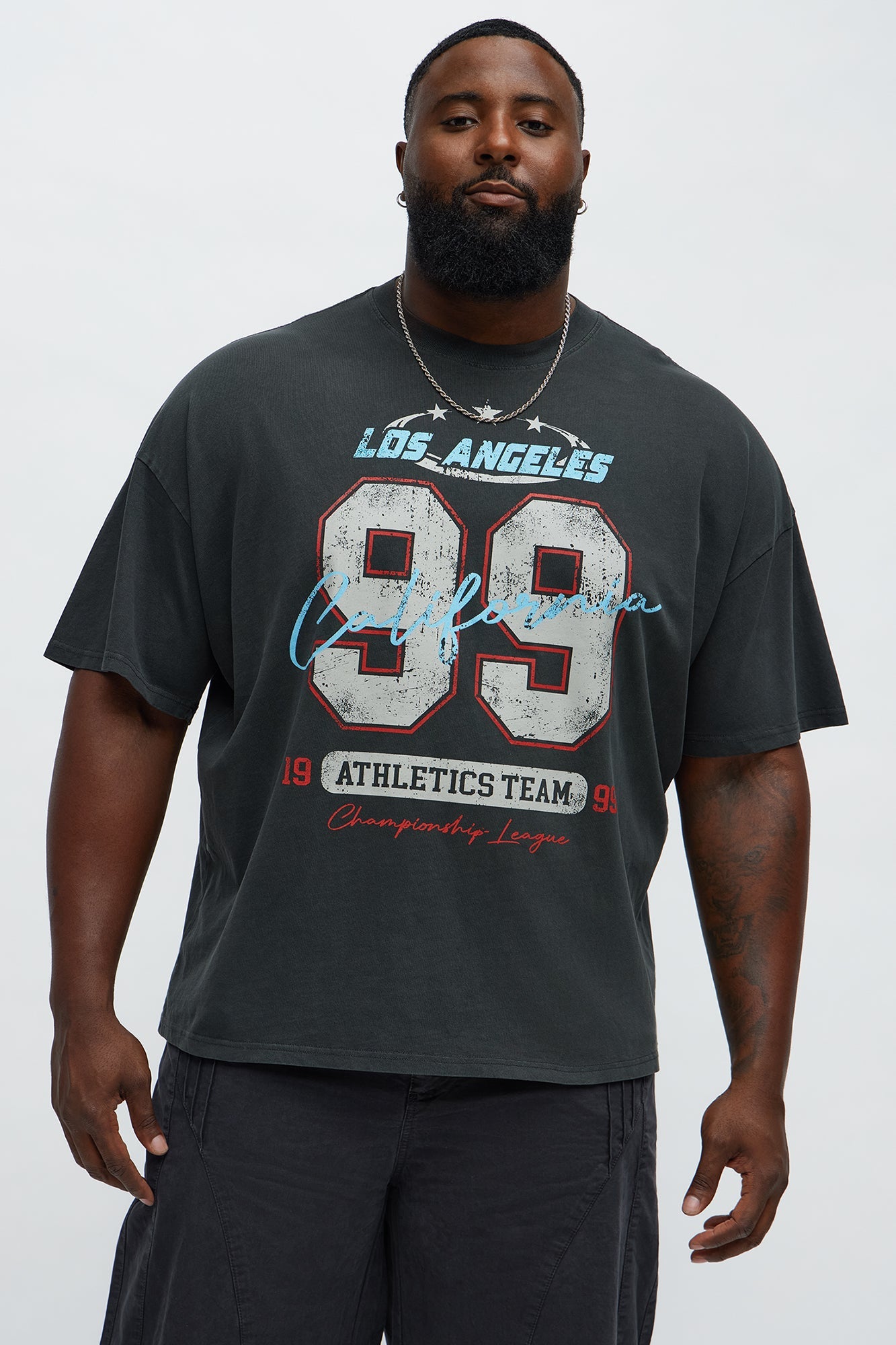 LA Athletics Team 99 Oversized Short Sleeve Tee - Black Wash