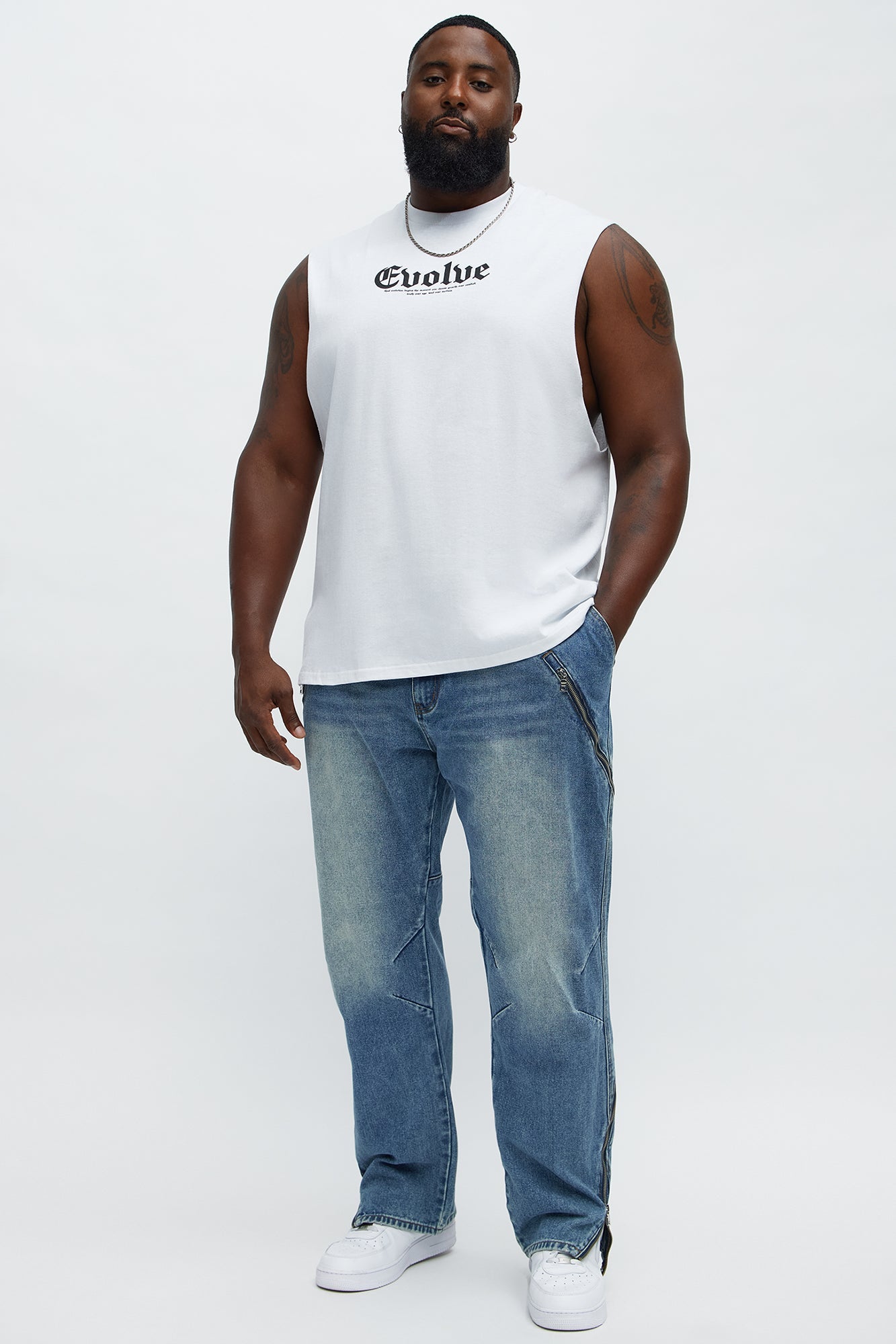 Slim Concrete Grind Paneled Jeans - Dark Wash