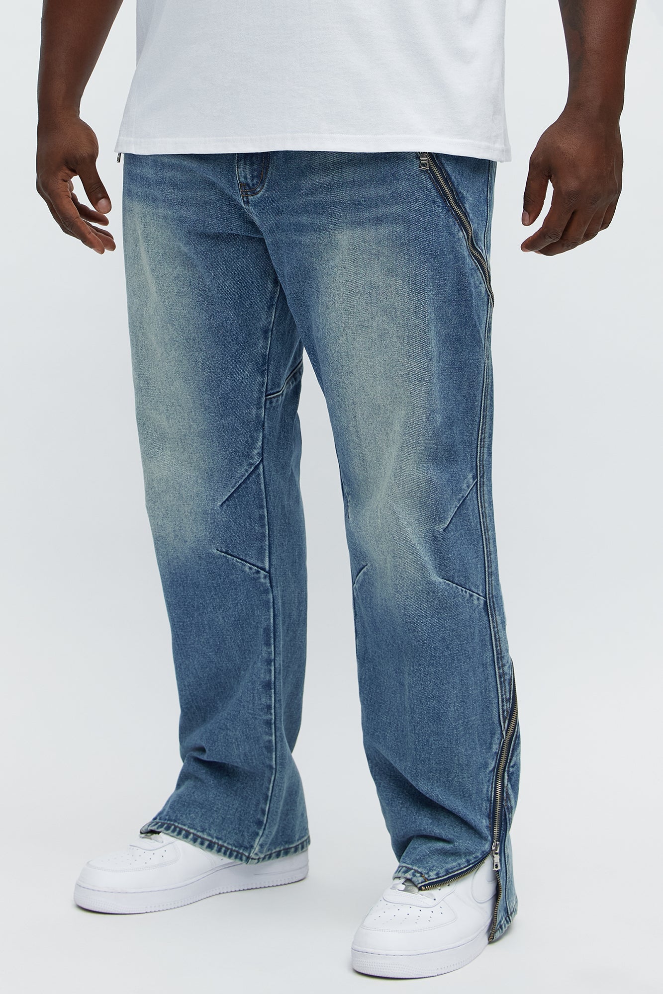 Slim Concrete Grind Paneled Jeans - Dark Wash
