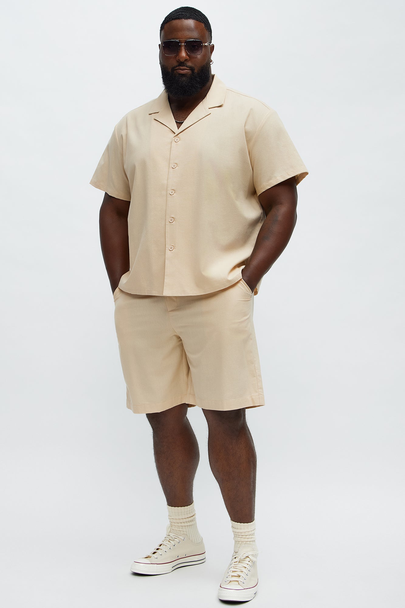 Chai Linen Like Relaxed Shorts - Oatmeal