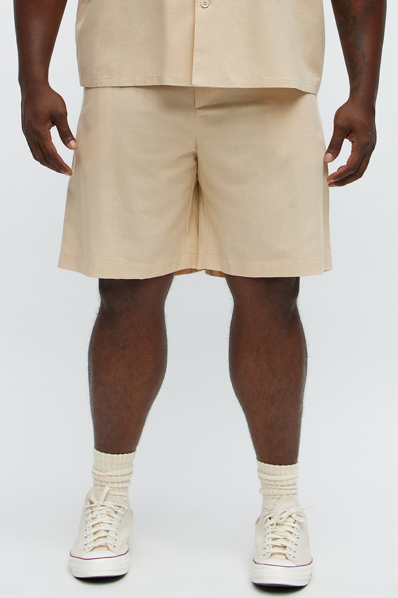 Chai Linen Like Relaxed Shorts - Oatmeal
