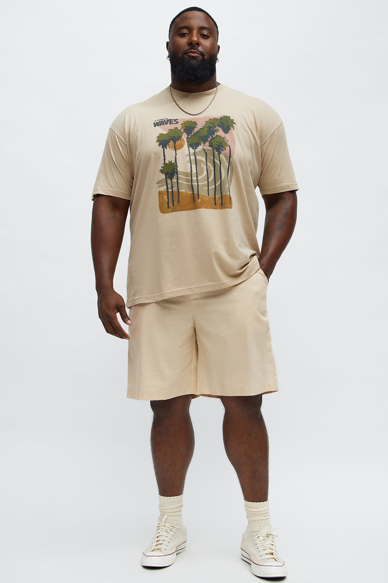 It Comes In Waves Short Sleeve Tee - Tan