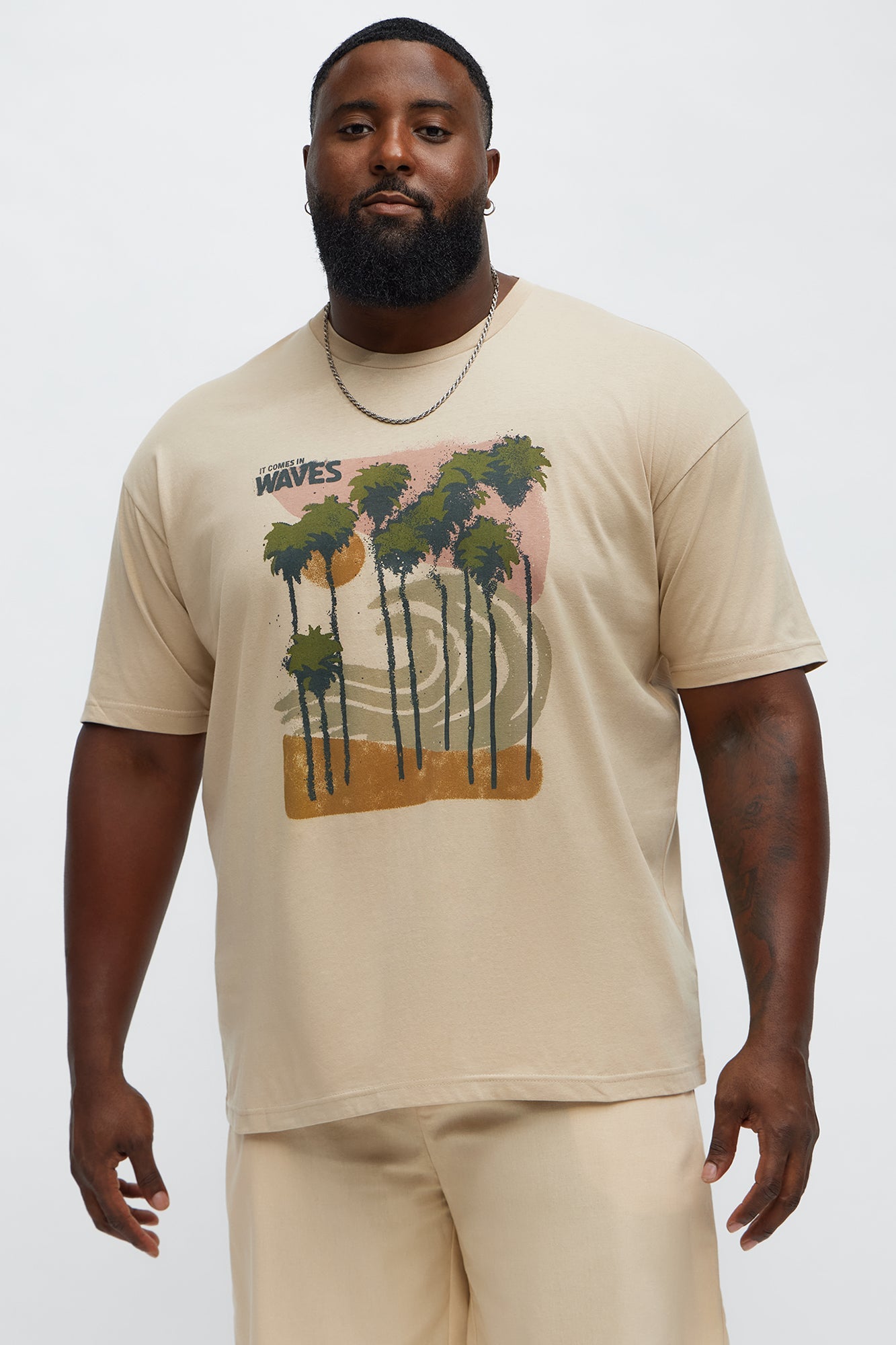 It Comes In Waves Short Sleeve Tee - Tan