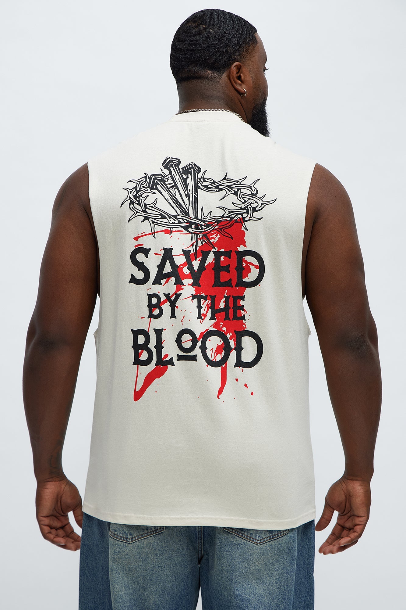 Saved By The Blood Muscle Tee - Off White